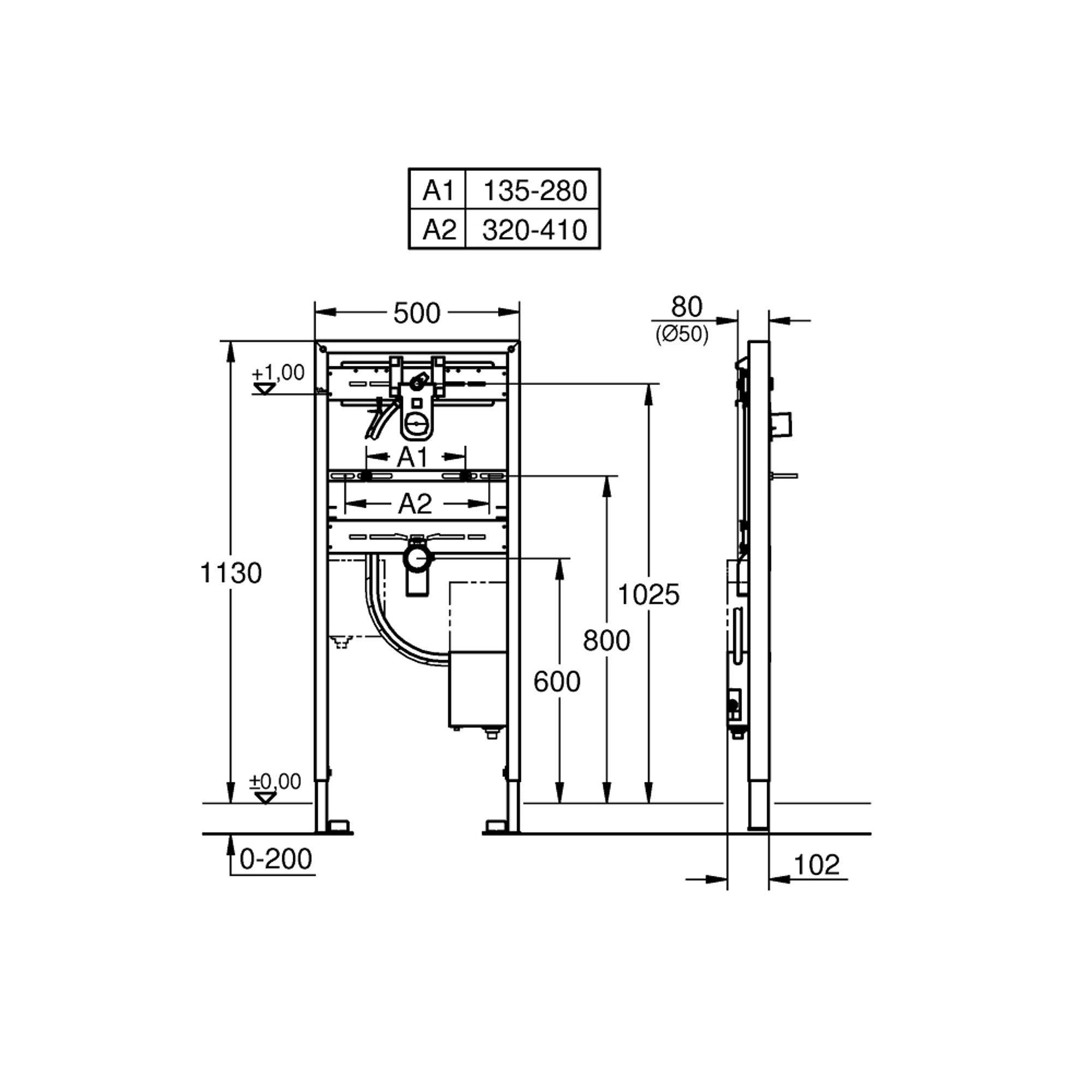 Grohe Rapid SL Kızılötesi Elektronik Batarya Sıva Altı Setli Lavabo Montaj Elemanı 38748002