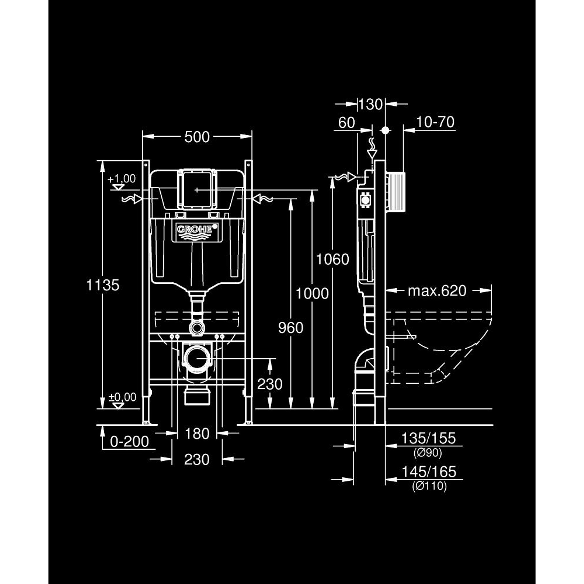 Grohe Rapid SL Project Gömme Rezervuar (1.13 m montaj yüksekliği) 38840000