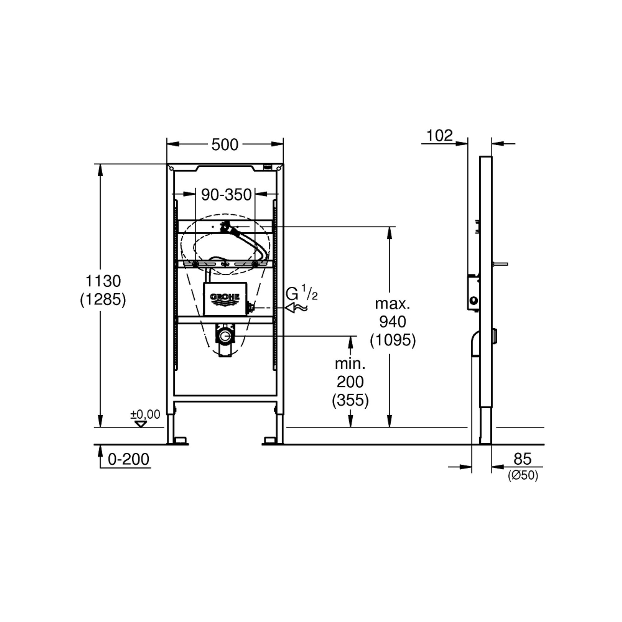 Grohe Rapid SL Sıcaklık Sensörlü Pisuvar Montaj Elemanı 39376000