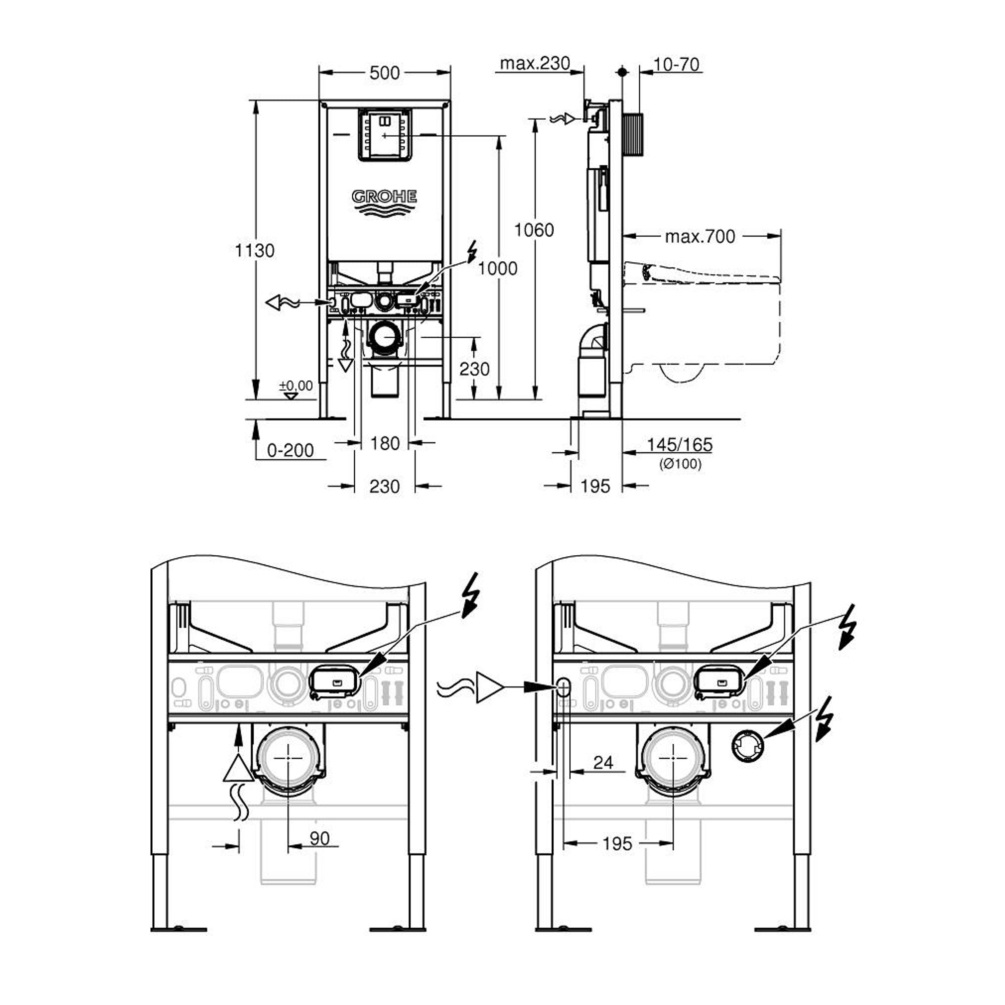 Grohe Rapid SLX Gömme Rezervuar 113 cm 6 Litre 39599000