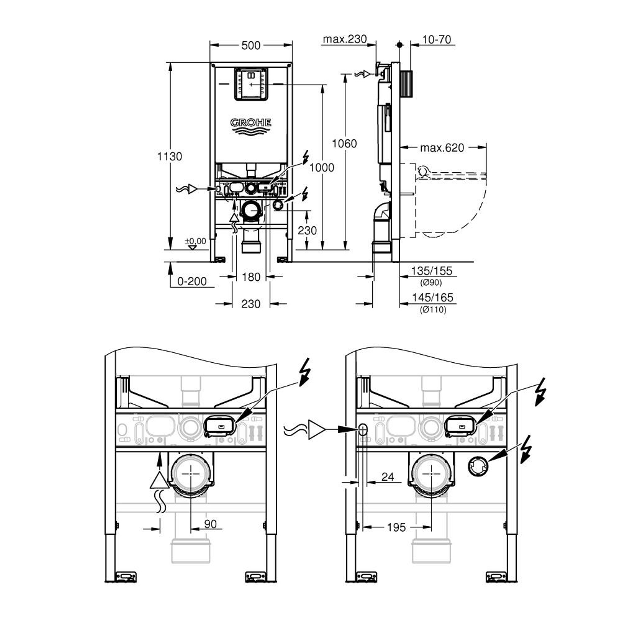 Grohe Rapid SLX Klozet Montaj Seti 113 cm 3 Parça 39598000