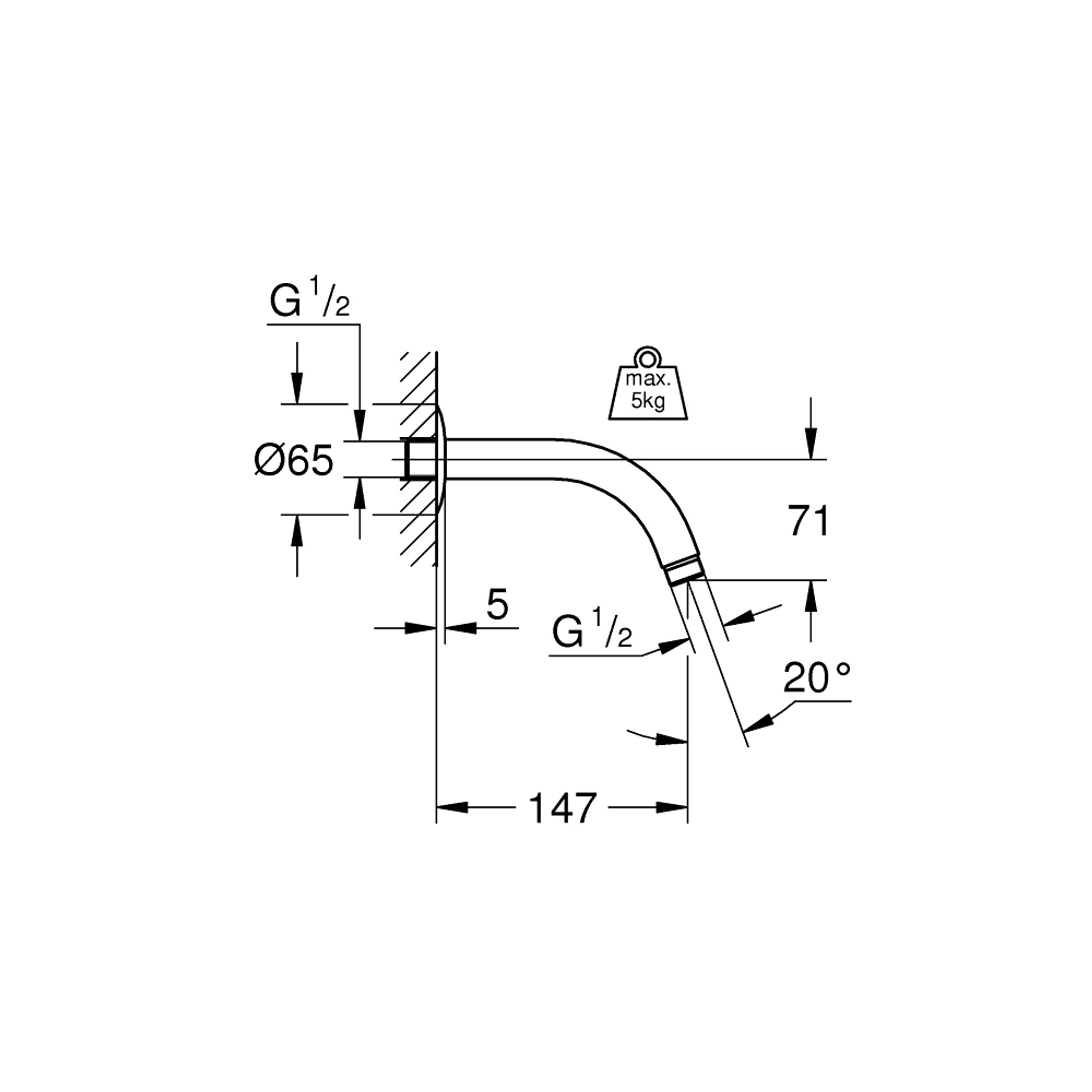 Grohe Relexa Duş Kolu 147 mm Krom 28541000