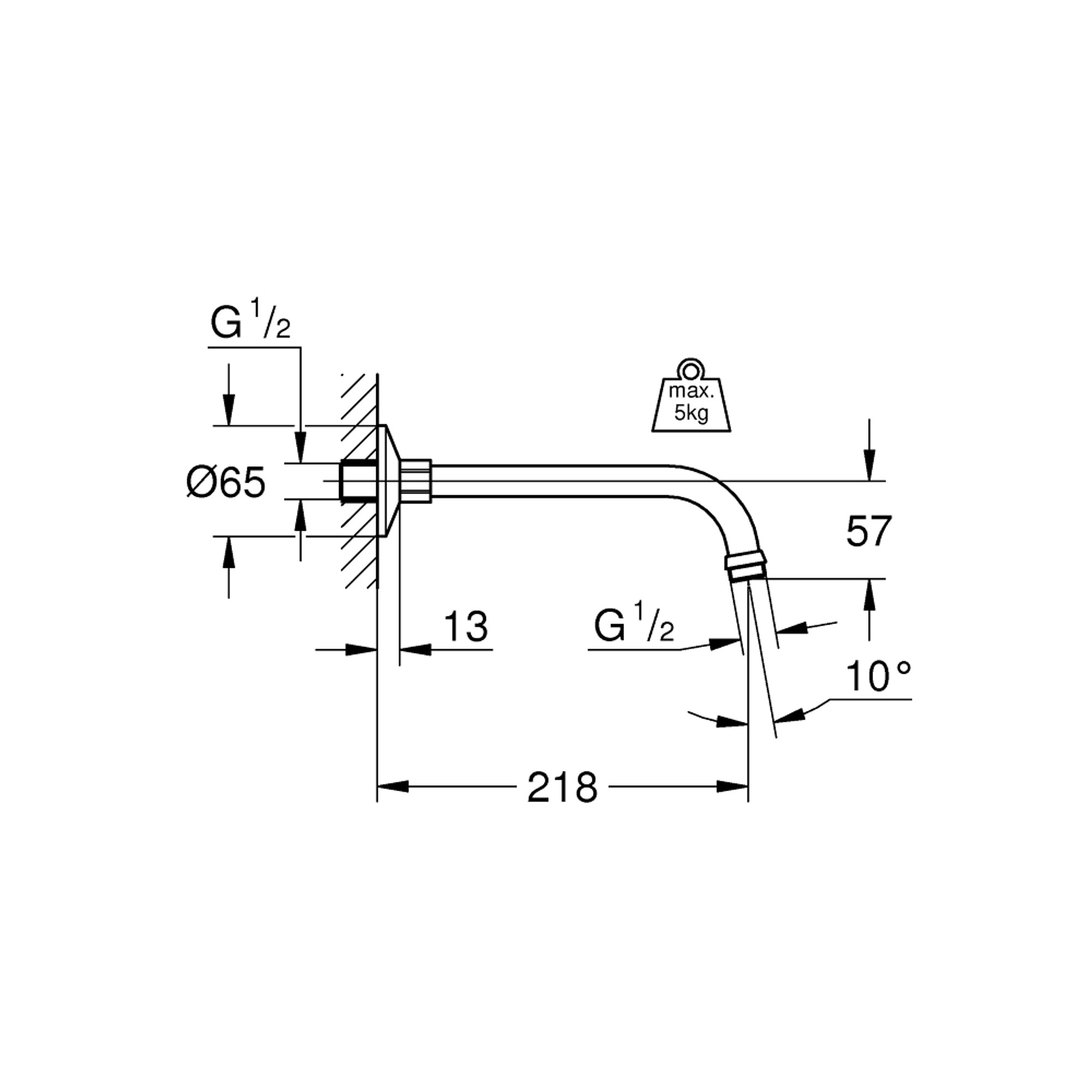 Grohe Relexa Duş Kolu 218 mm Krom 27406000