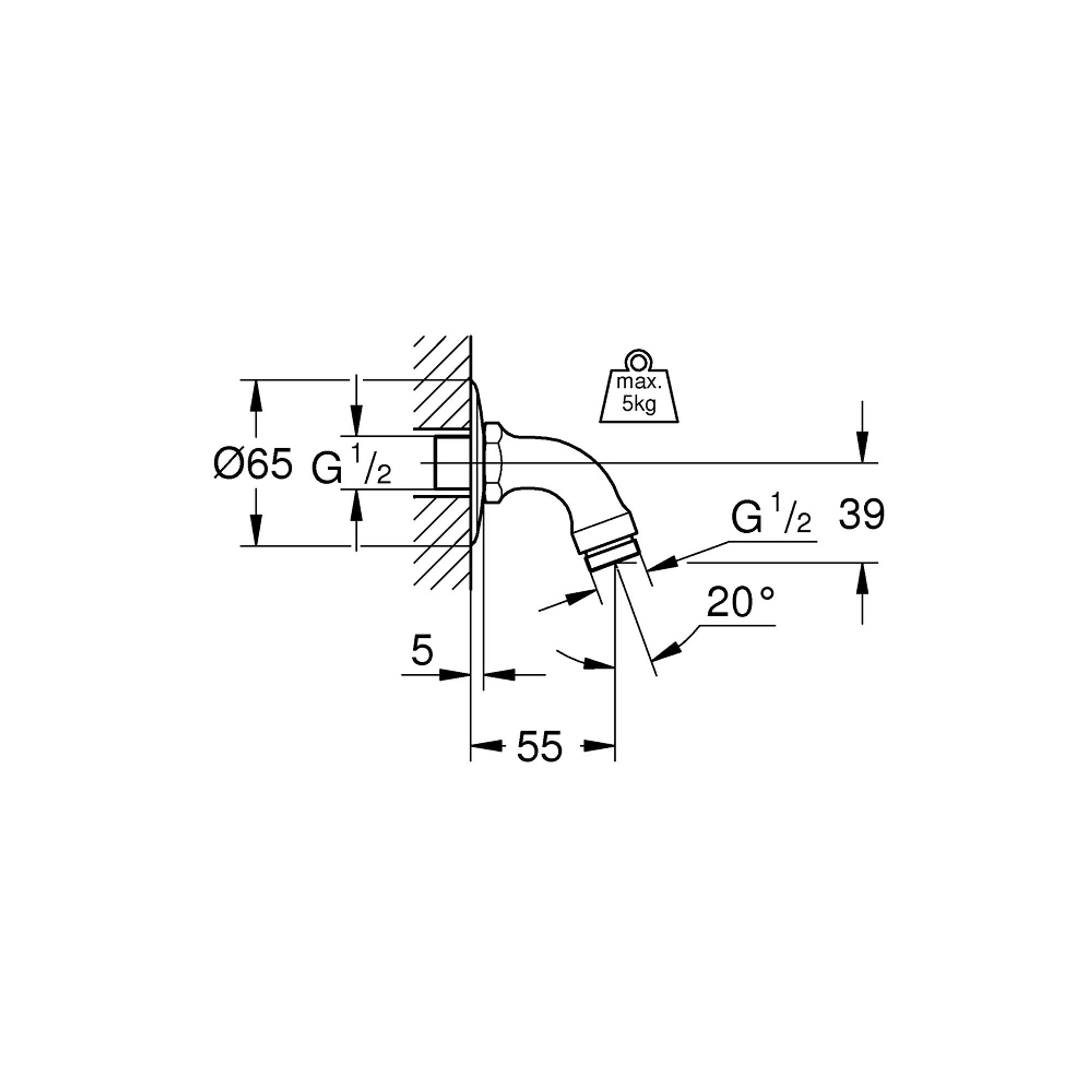 Grohe Relexa Duş Kolu 55 mm Krom 28429000