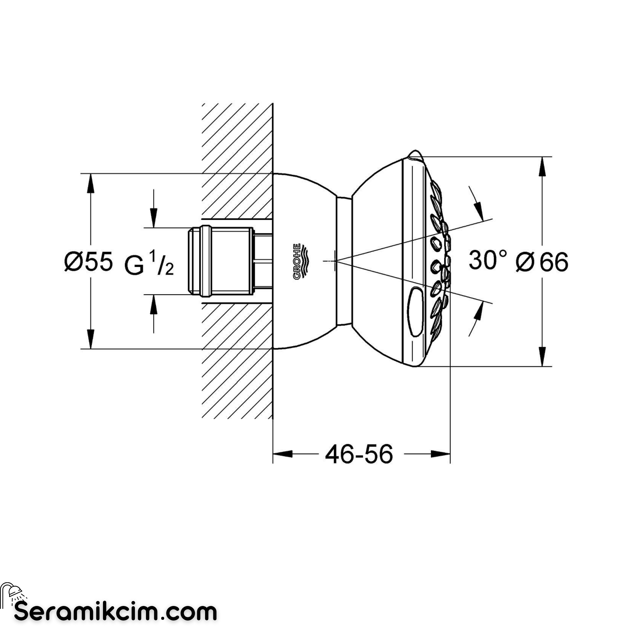 Grohe Relexa Yan Duş, 2 Akışlı Krom 27067000