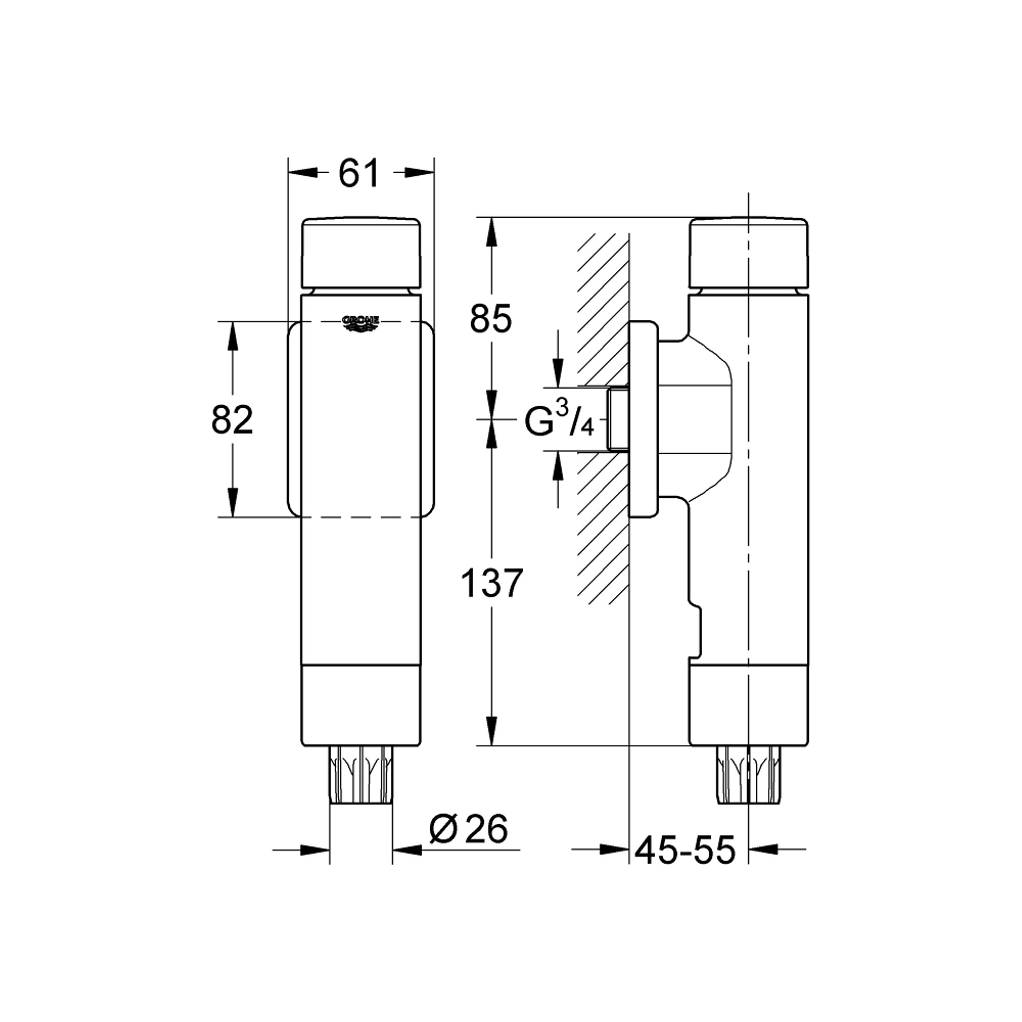 Grohe Rondo A.S. Klozet Yıkama Valfi Krom 37347000