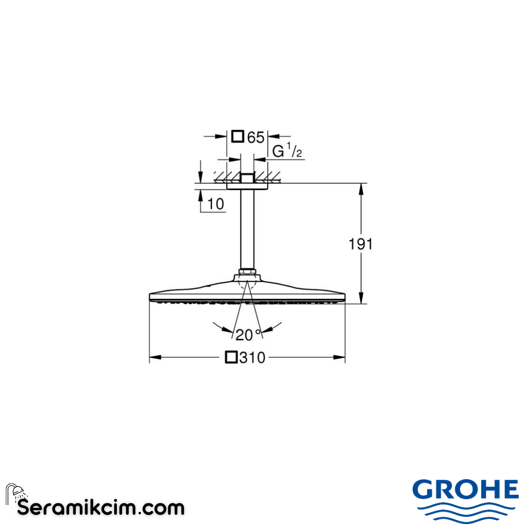 Grohe RSH 310 Mono Cube ceiling shwset 142mm 26566GN0 - 26566GN0
