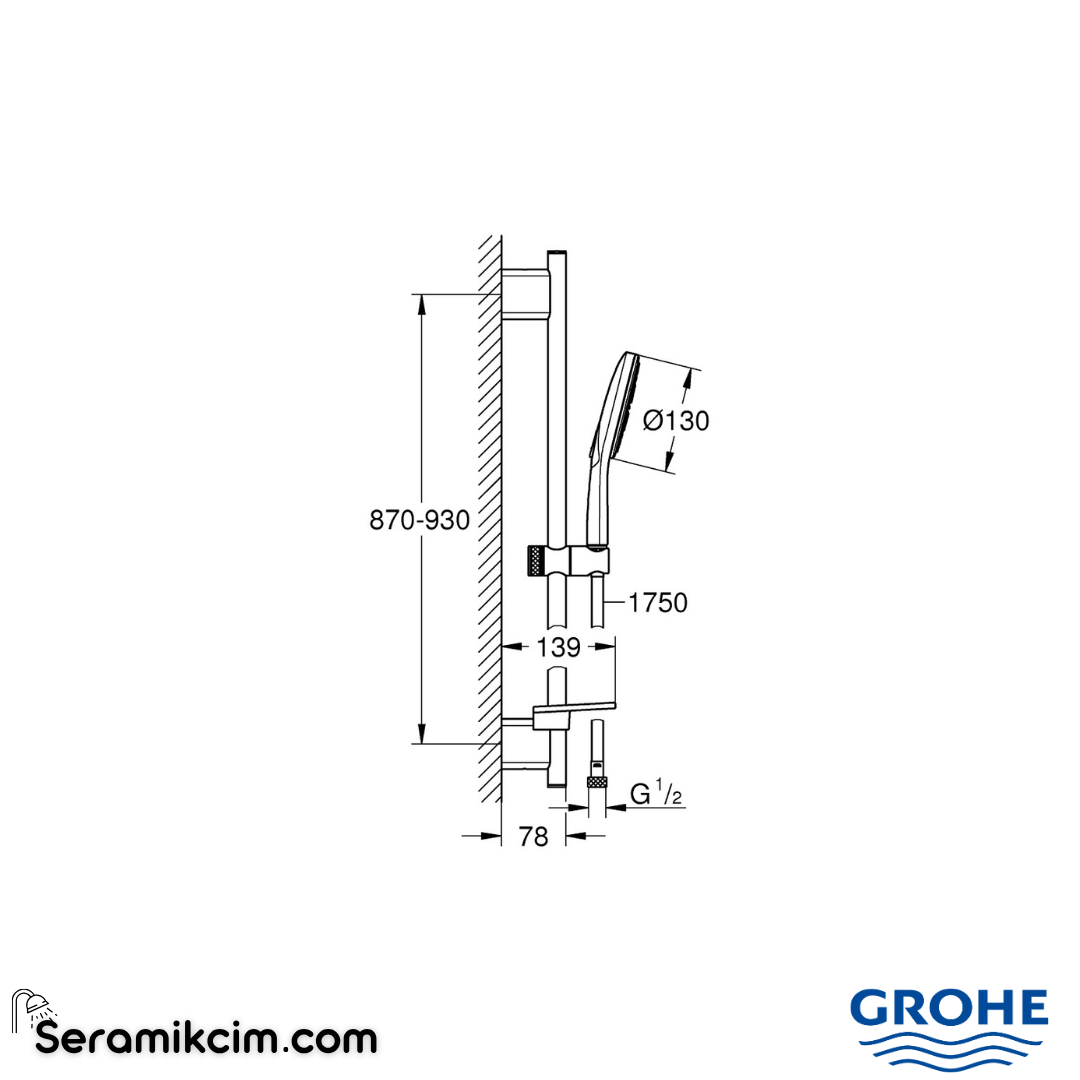 Grohe RSH SmartActive 130 shower rail set 900 26548000
