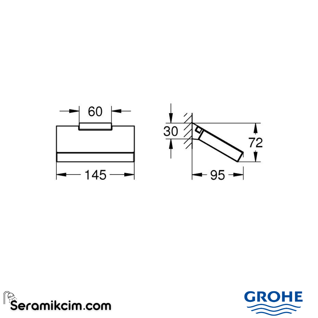 Grohe Selection Cube Tuvalet Kağıtlığı Kapaklı, Krom 40781000 - 40781000