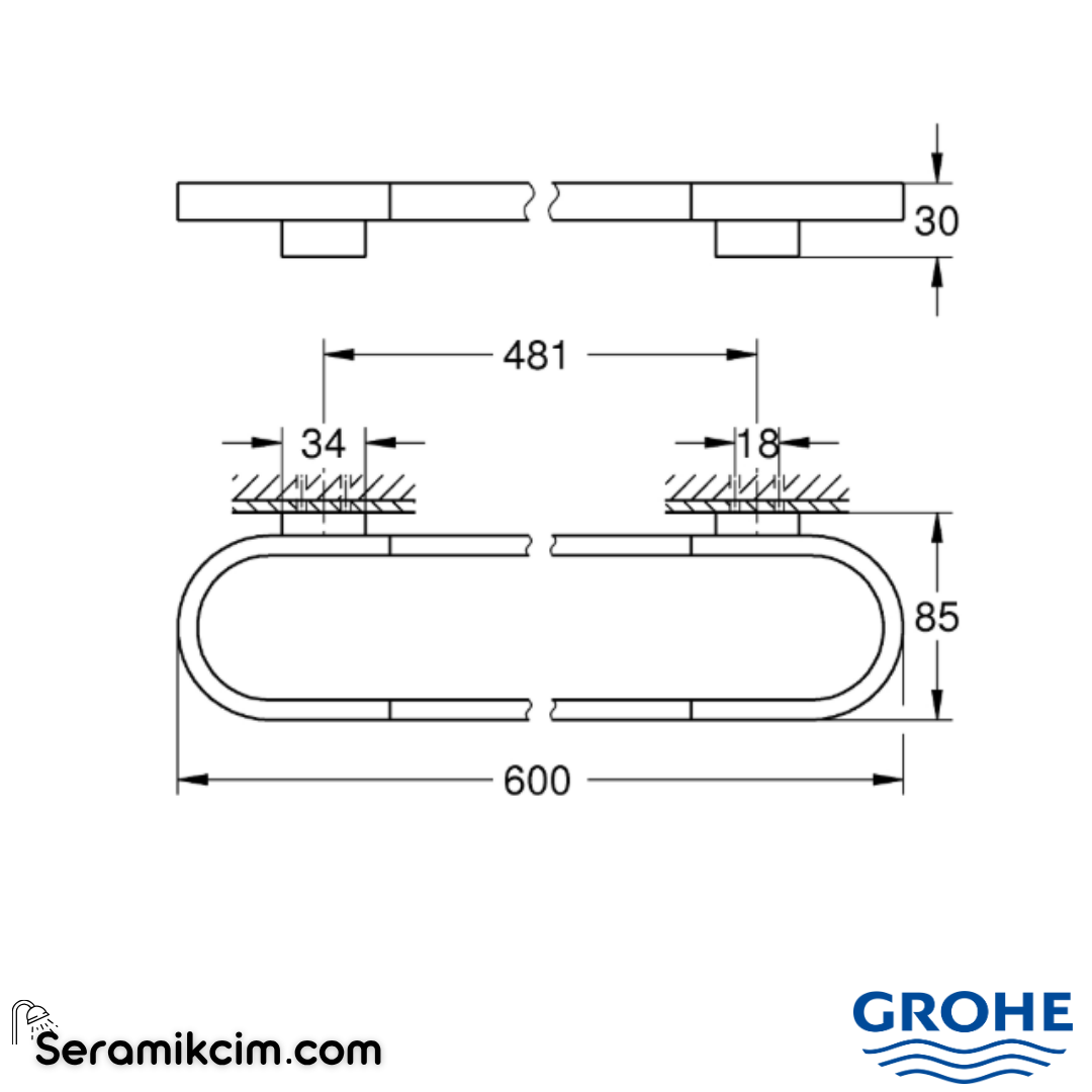 Grohe Selection Havluluk, 60 cm, Fırçalı Sert Grafit 41056AL0 - 41056AL0