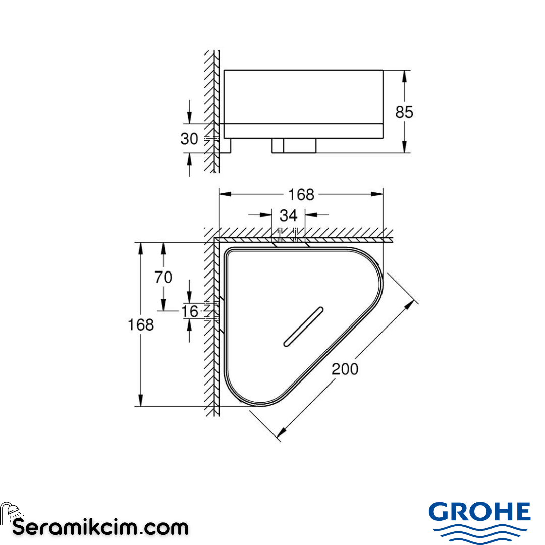 Grohe Selection Köşe Duş Rafı Plastik-Metal 41038000