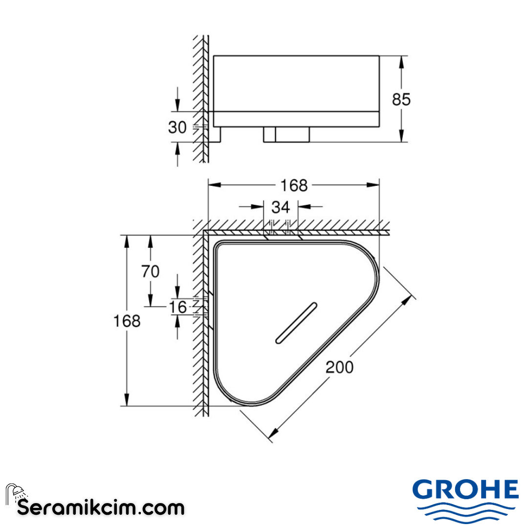 Grohe Selection Köşe Duş Rafı Plastik-Metal, Altın 41038GL0 - 41038GL0