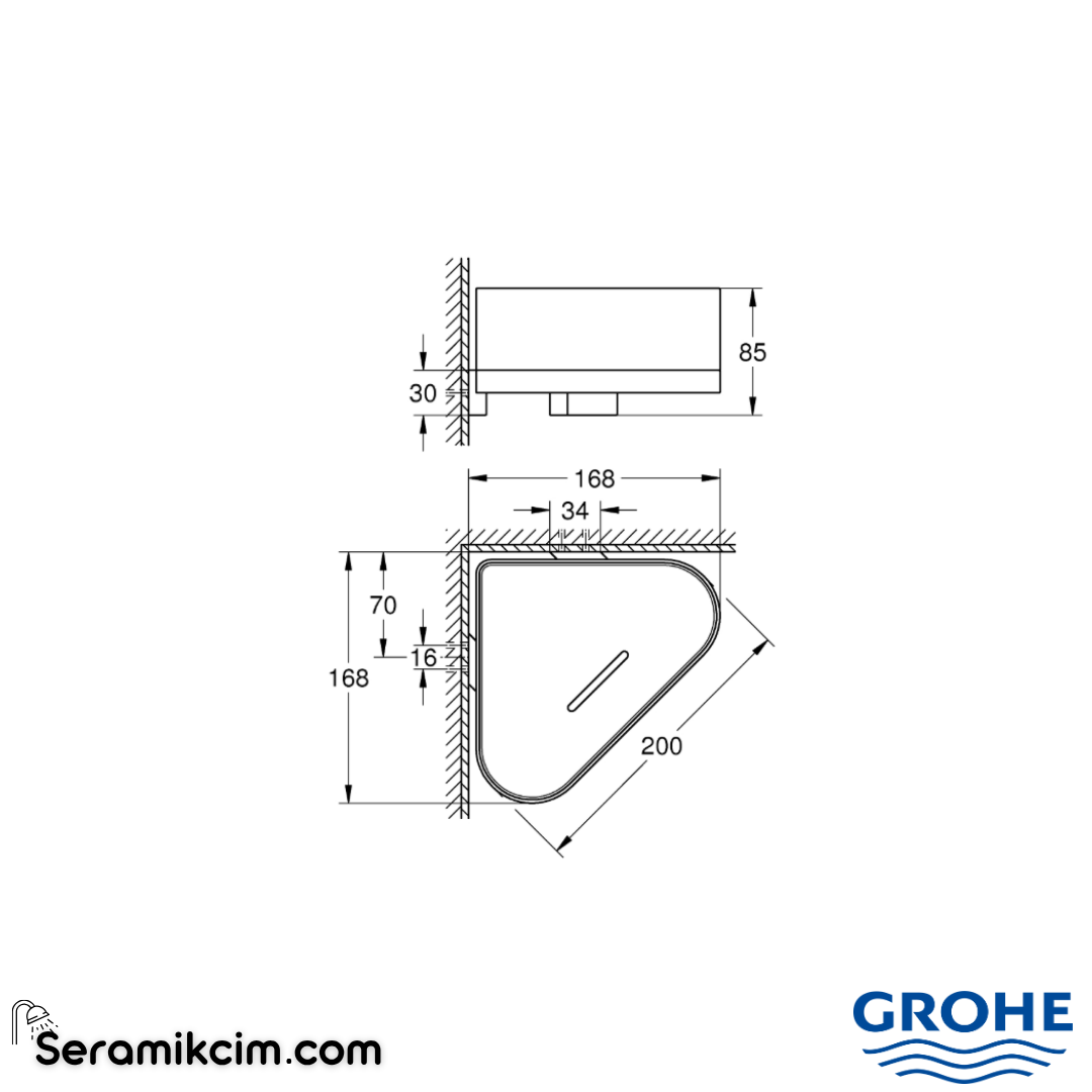 Grohe Selection Köşe Duş Rafı Plastik-Metal, Sert Grafit 41038A00 - 41038A00