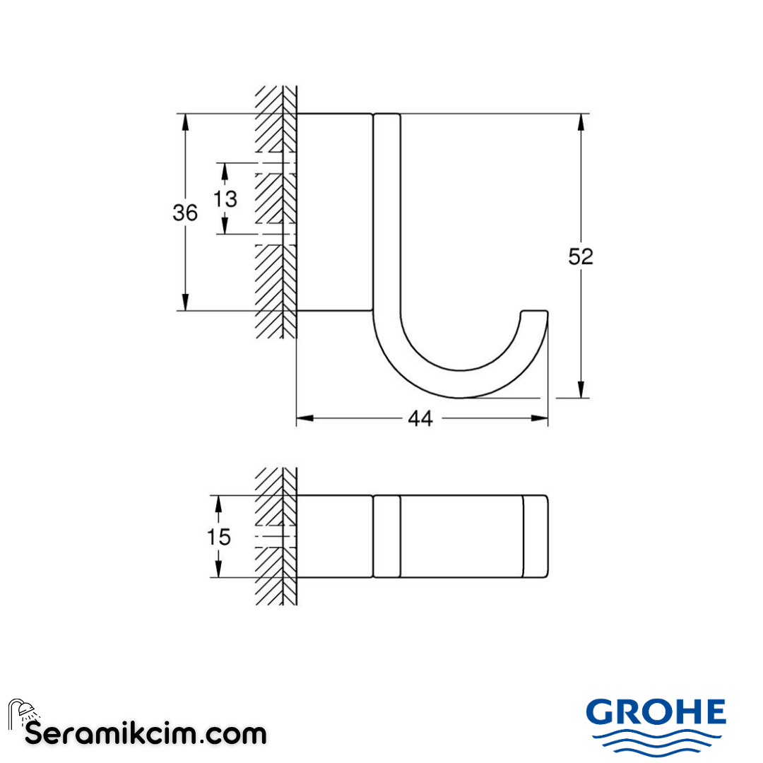 Grohe Selection Tekli Havlu/Bornoz Askısı Krom 41039000 - 41039000