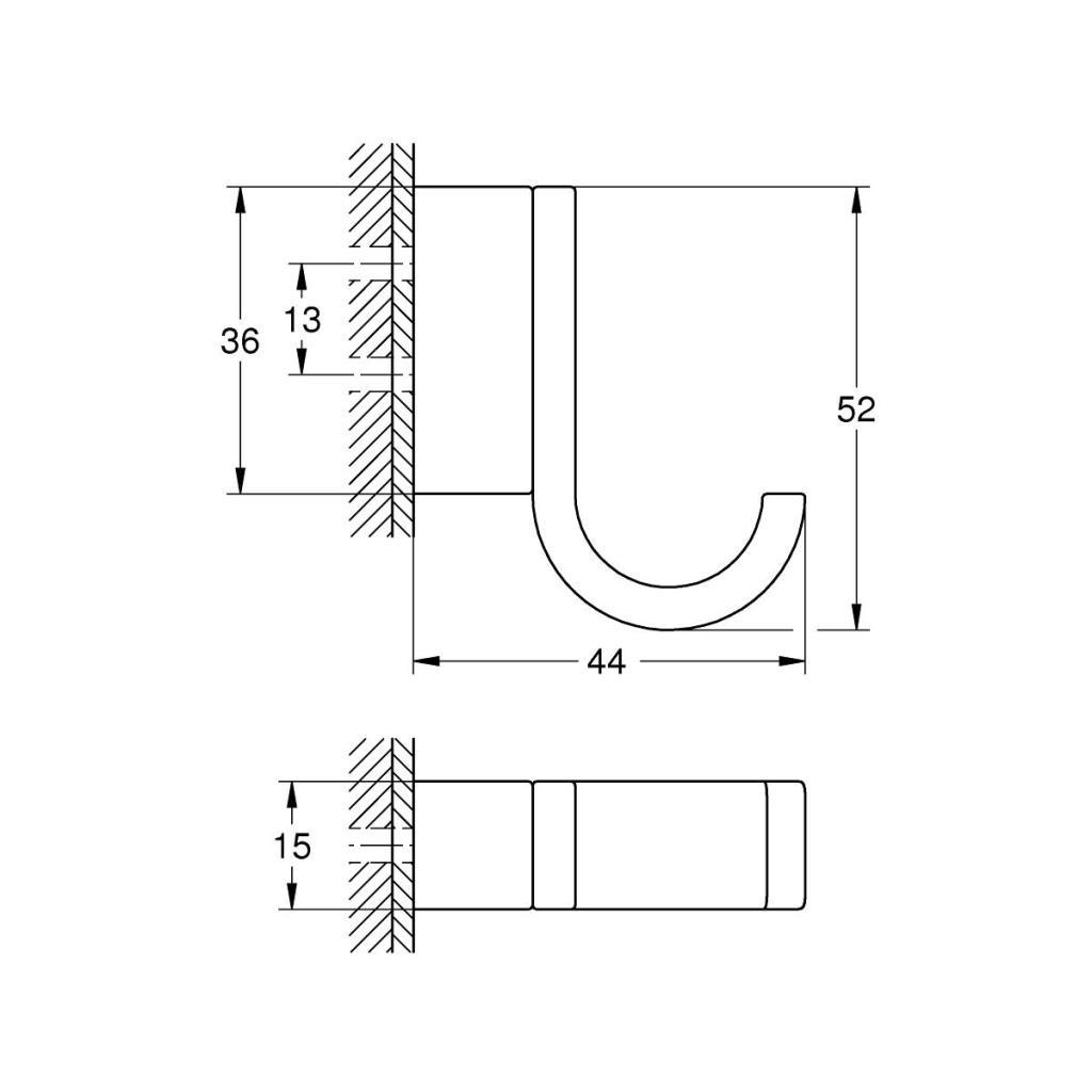 Grohe Selection Tekli Havlu/Bornoz Askısı, Sert Grafit - 41039A00 - 41039A00