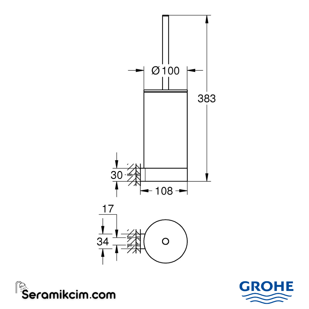 Grohe Selection Tuvalet Fırçalığı, Sert Grafit 41076A00 - 41076A00