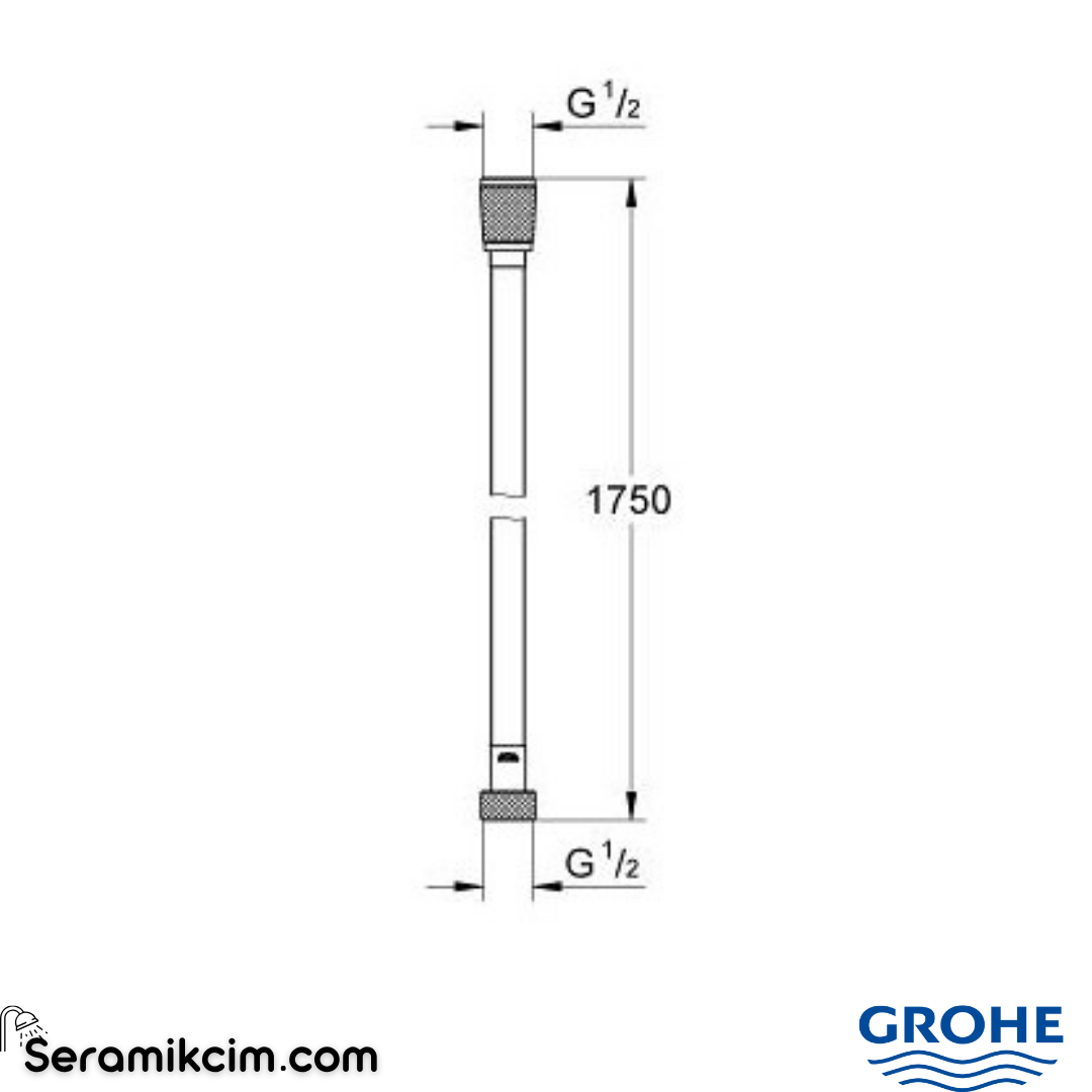 Grohe Silverflex Duş Hortumu, 175 cm, Sert Grafit 28388A00