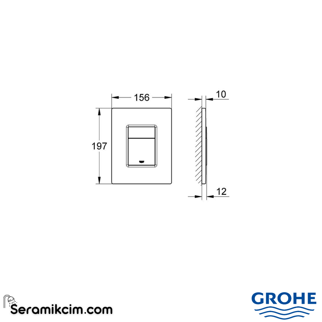 Grohe Skate Cosmopolitan Gömme Rezervuar Kumanda Paneli, Parlak Siyah 38732KV0 - 38732KV0