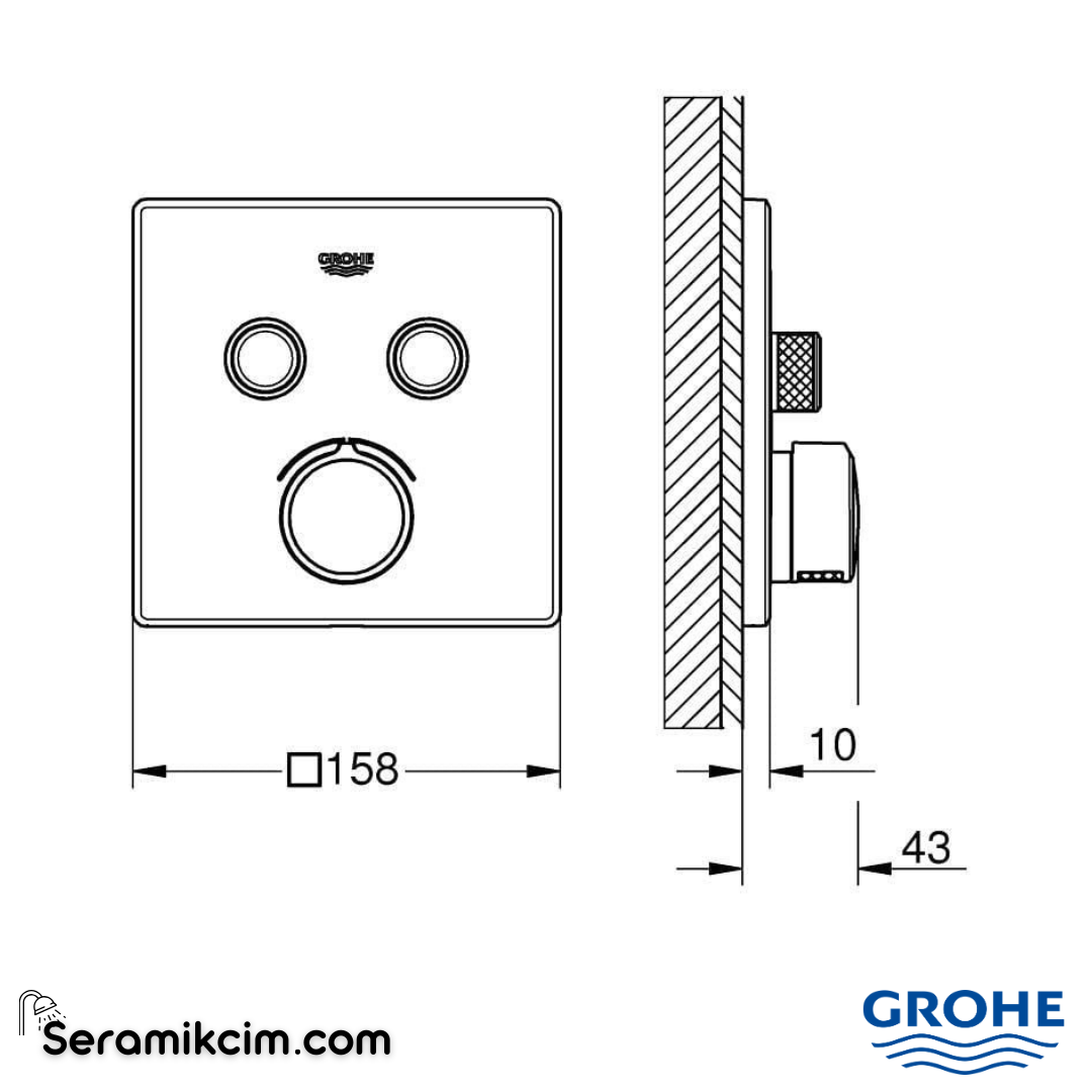Grohe SmartControl Akış Kontrollü Ankastre Banyo Bataryası (2 Yollu Sıva Üstü Grubu) 29148000 - 29148000