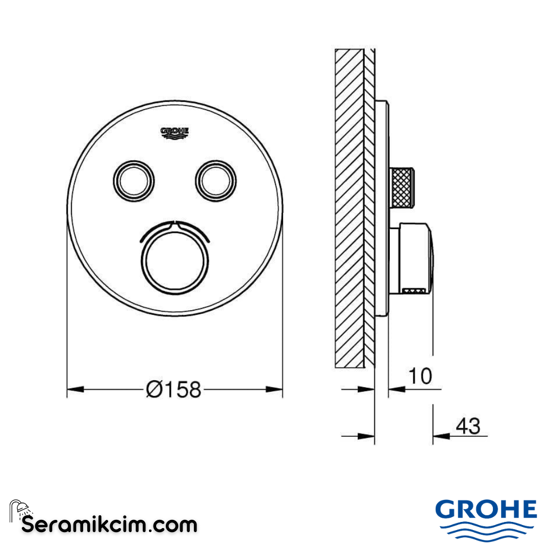 Grohe SmartControl Akış Kontrollü Ankastre Banyo Bataryası (2 Yollu Sıva Üstü Grubu) 29145000 - 29145000