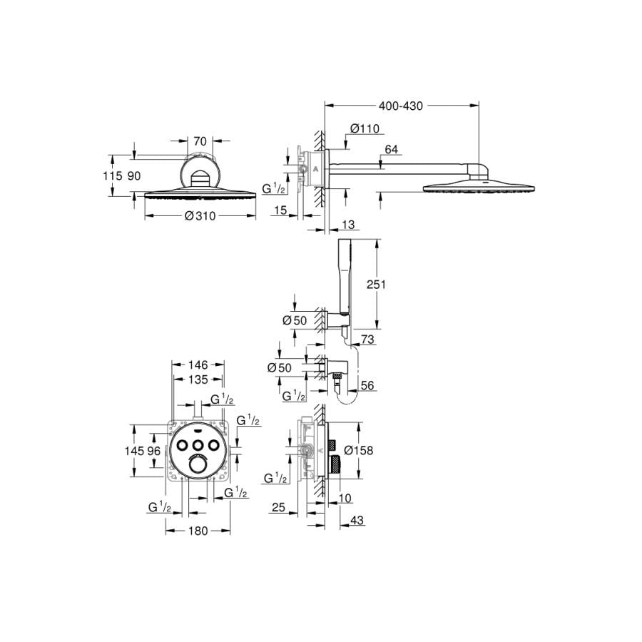 Grohe SmartControl Ankastre Duş Seti - 34709000 - 34709000