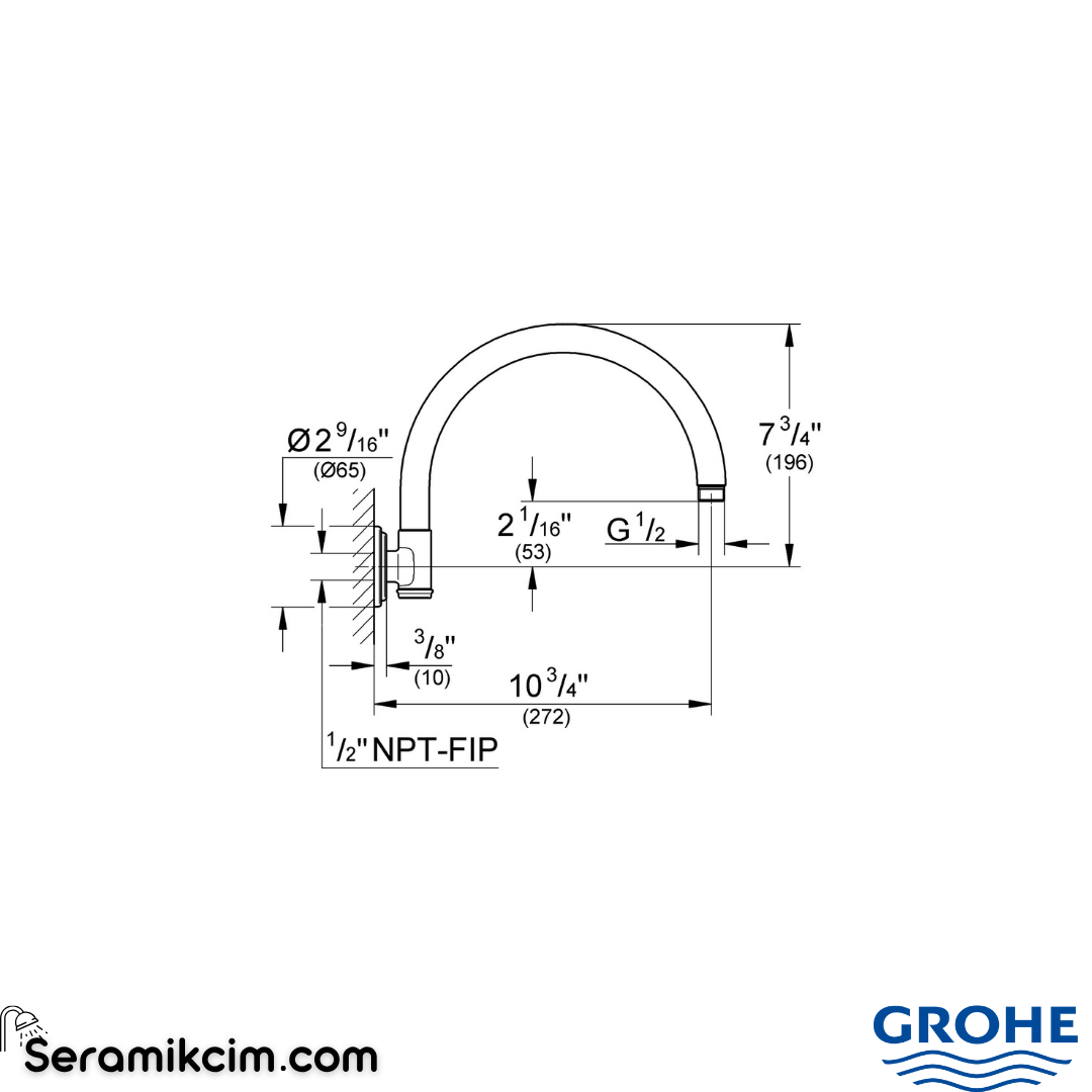 Grohe Somerset Tepe Duşu Borusu Mat Nikel 28383EN0
