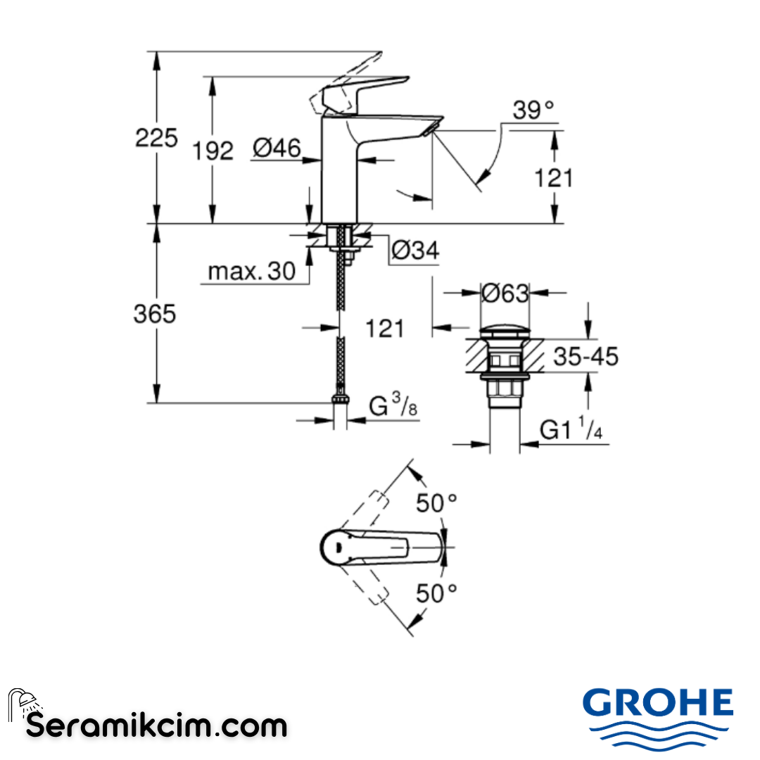 Grohe Start M-Boy Lavabo Bataryası, Mat Siyah 235752432