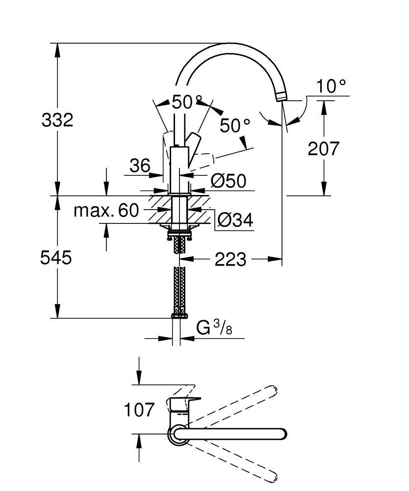 Grohe StartEdge Eviye Bataryası Mat Siyah 313692431