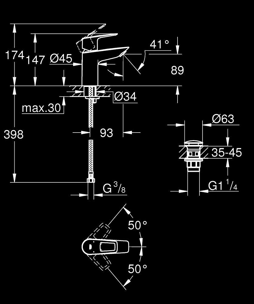 Grohe StartLoop Lavabo Bataryası Mat Siyah 233512431