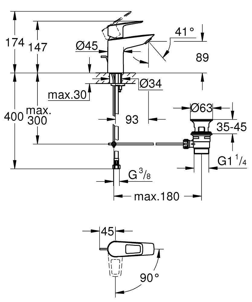 Grohe StartLoop Lavabo Bataryası Sifon Kumandalı Mat Siyah 239152431