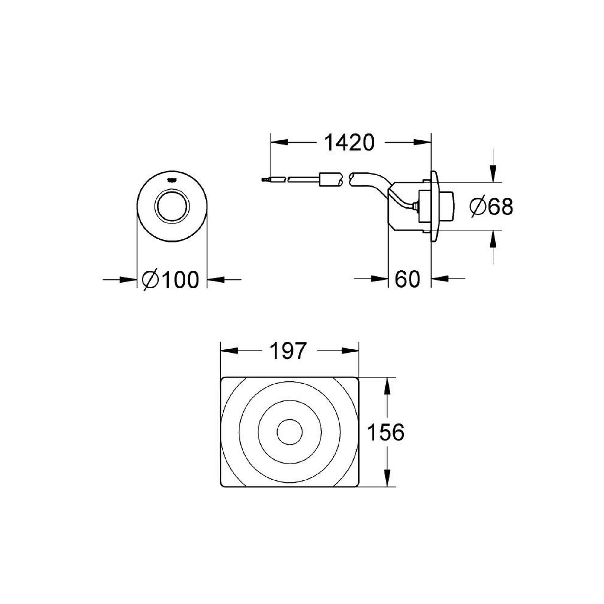 Grohe Surf Pnömatik Kumanda Düğmesi Krom 37059000