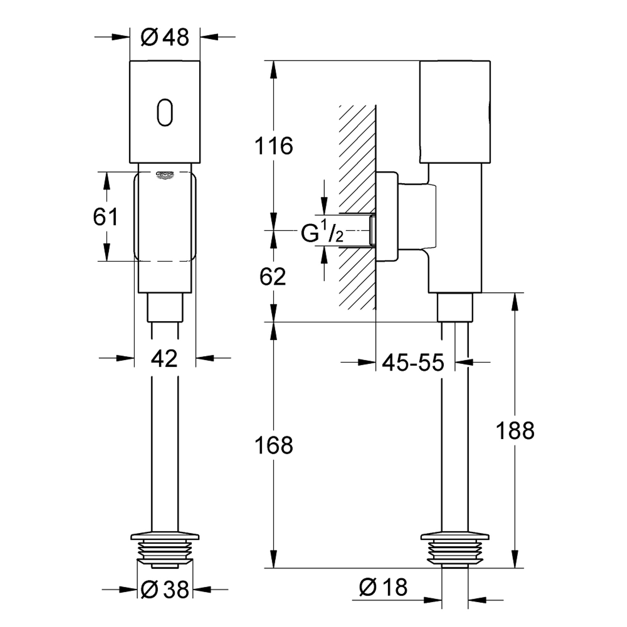 Grohe Tectron Rondo Fotoselli Pisuvar Yıkama Sistemi Krom 37421000