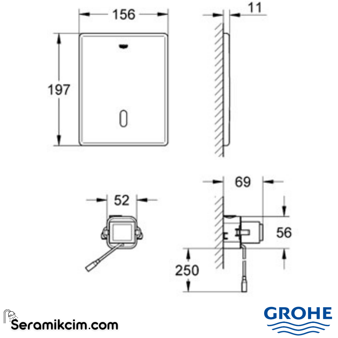 Grohe Tectron Skate Fotoselli Gömme Rezervuar Kumanda Paneli Mat Krom 38698SD1 - 38698SD1