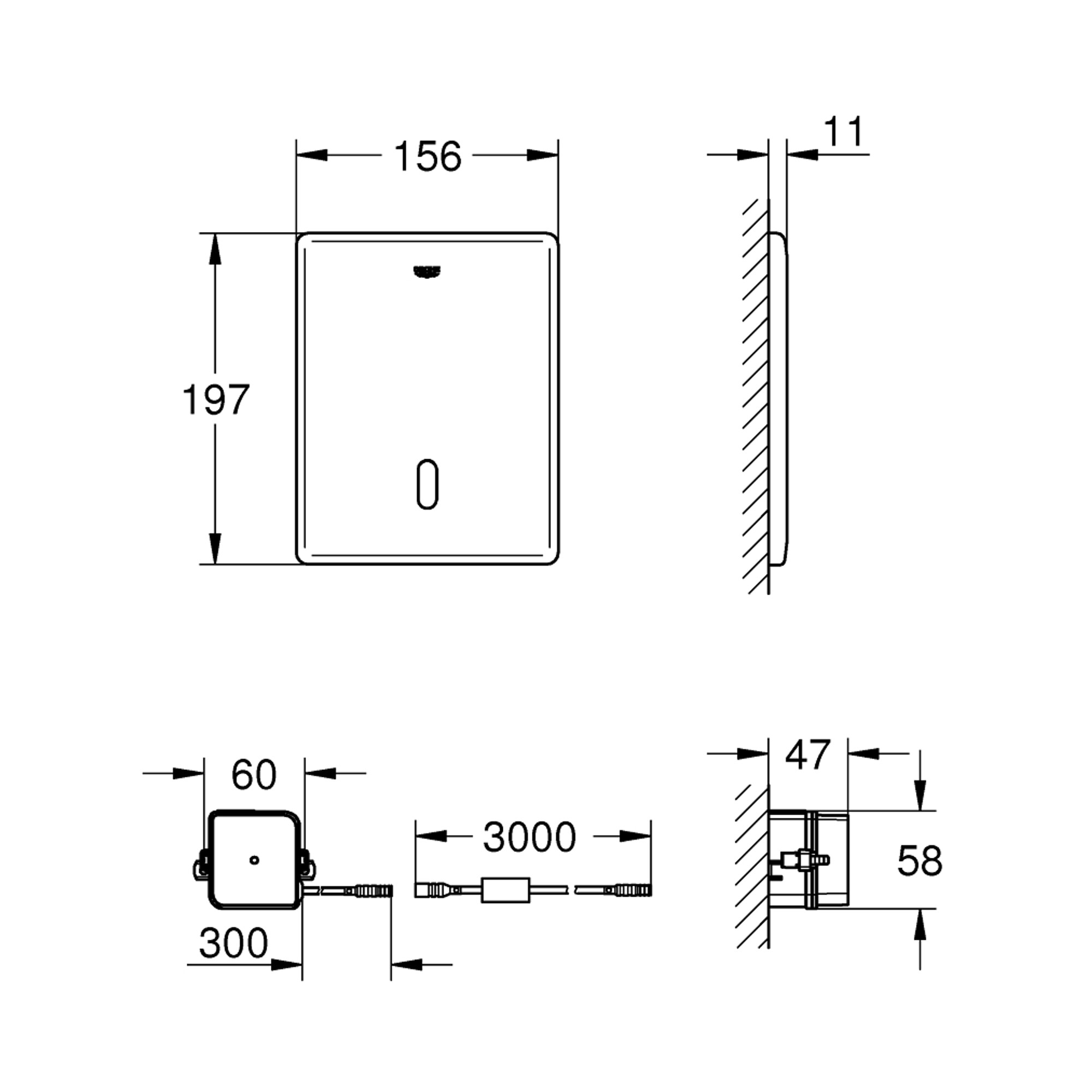 Grohe Tectron Skate Gömme Rezervuar Kumanda Paneli Elektrikli Fotoselli Paslanmaz Çelik 38393SD1