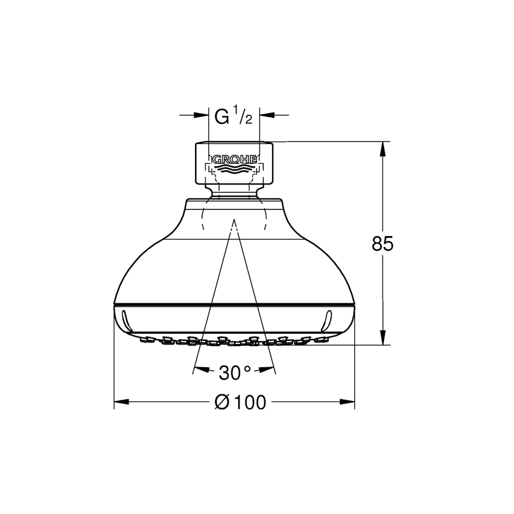 Grohe Tempesta 100 Tepe Duşu 1 Fonksiyonlu Krom 26050001