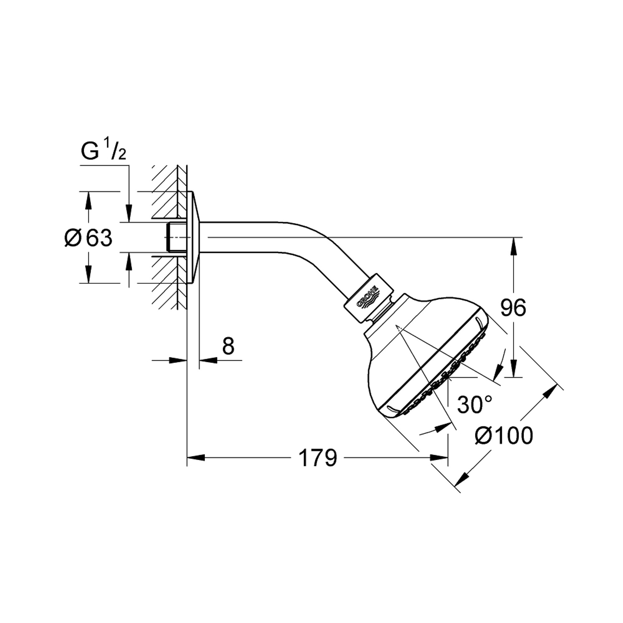 Grohe Tempesta 100 Tepe Duşu Seti 4 Fonksiyonlu Krom 27870001