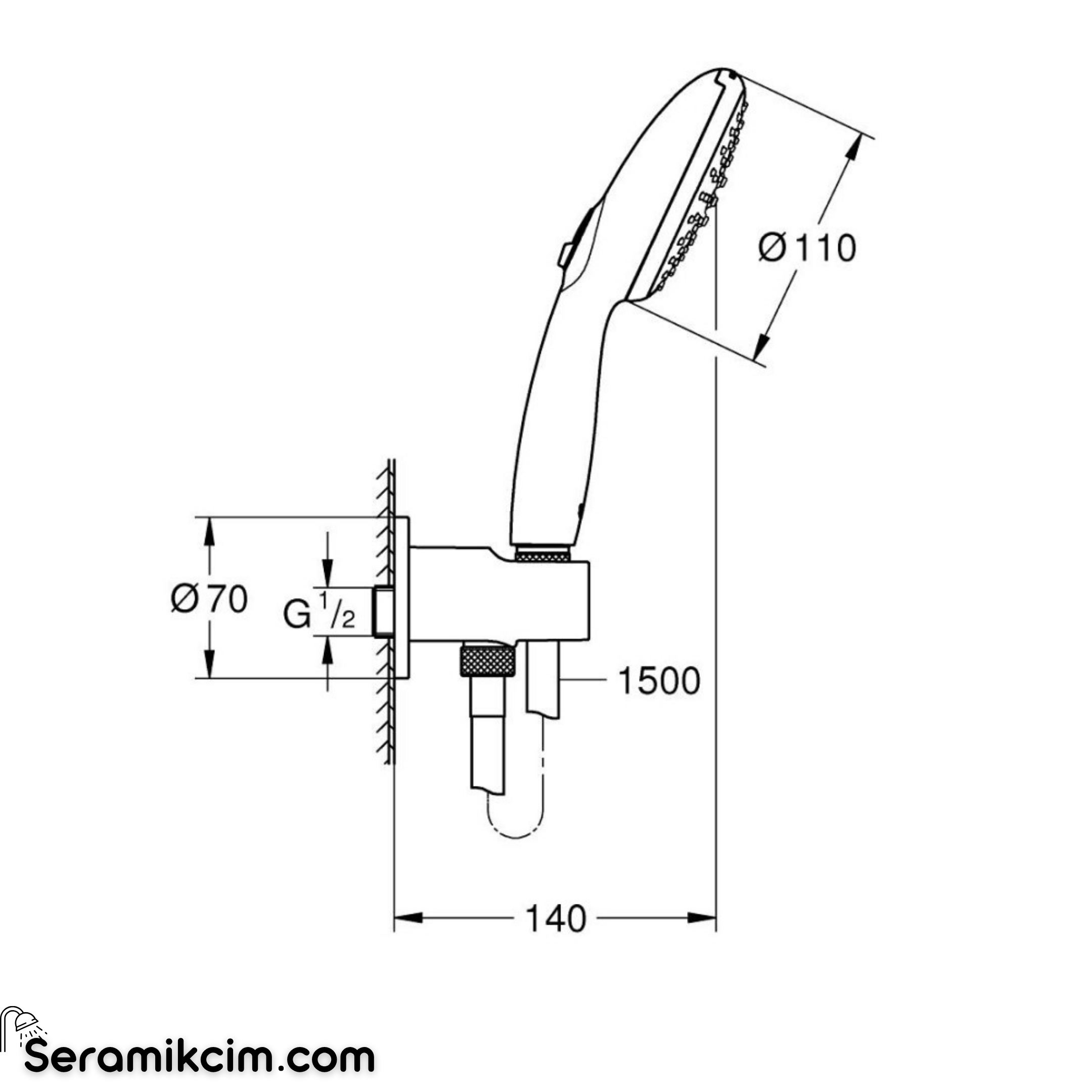 Grohe Tempesta 110 Ankastre Bağlantılı El Duşu Seti 2 Akışlı Krom 26921003