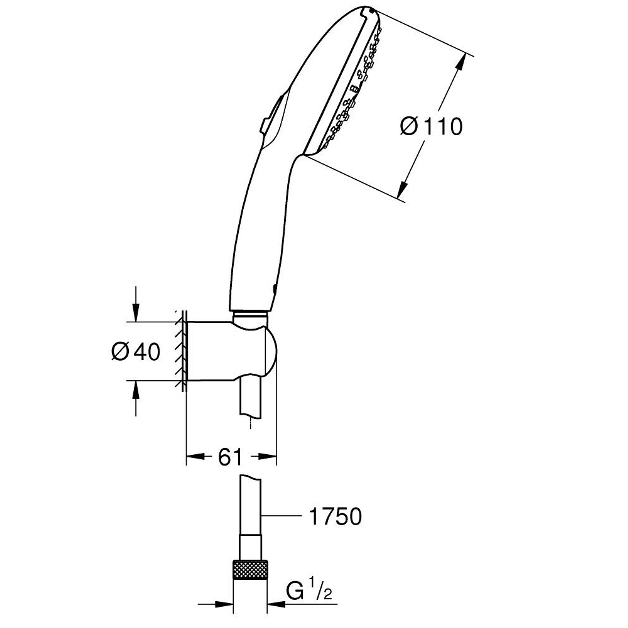 Grohe Tempesta 110 Duş Askısı ve El Duşu Seti 3 Fonksiyonlu (Rain Jet Massage) Krom 26639003