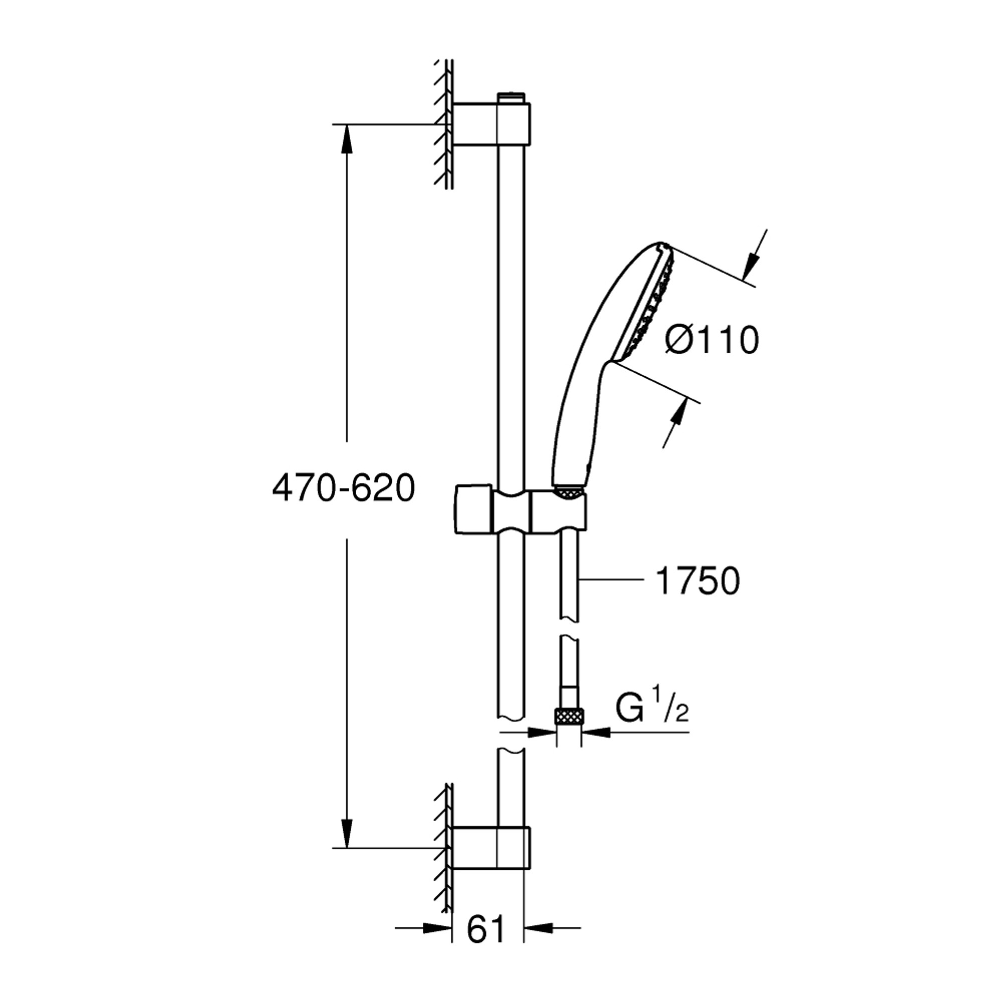 Grohe Tempesta 110 Sürgülü Duş Seti 1 Fonksiyonlu (Rain) Krom 27924003