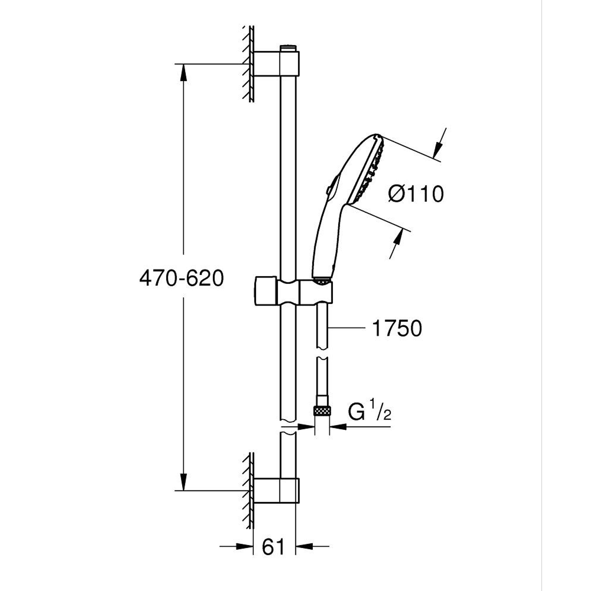 Grohe Tempesta 110 Sürgülü Duş Seti 2 Fonksiyonlu (Rain Jet) Mat Siyah 269152433