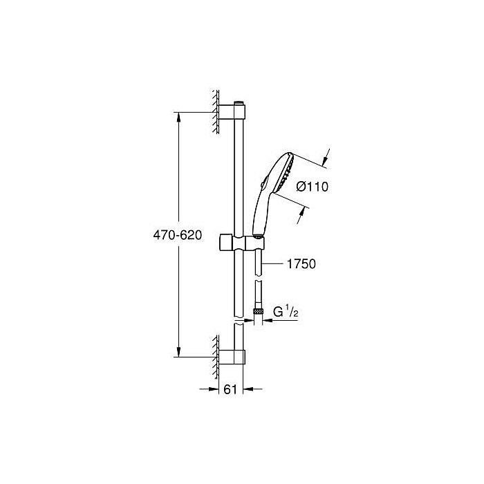 Grohe Tempesta 110 Sürgülü Duş Seti, 2 Akışlı Krom - 26162003