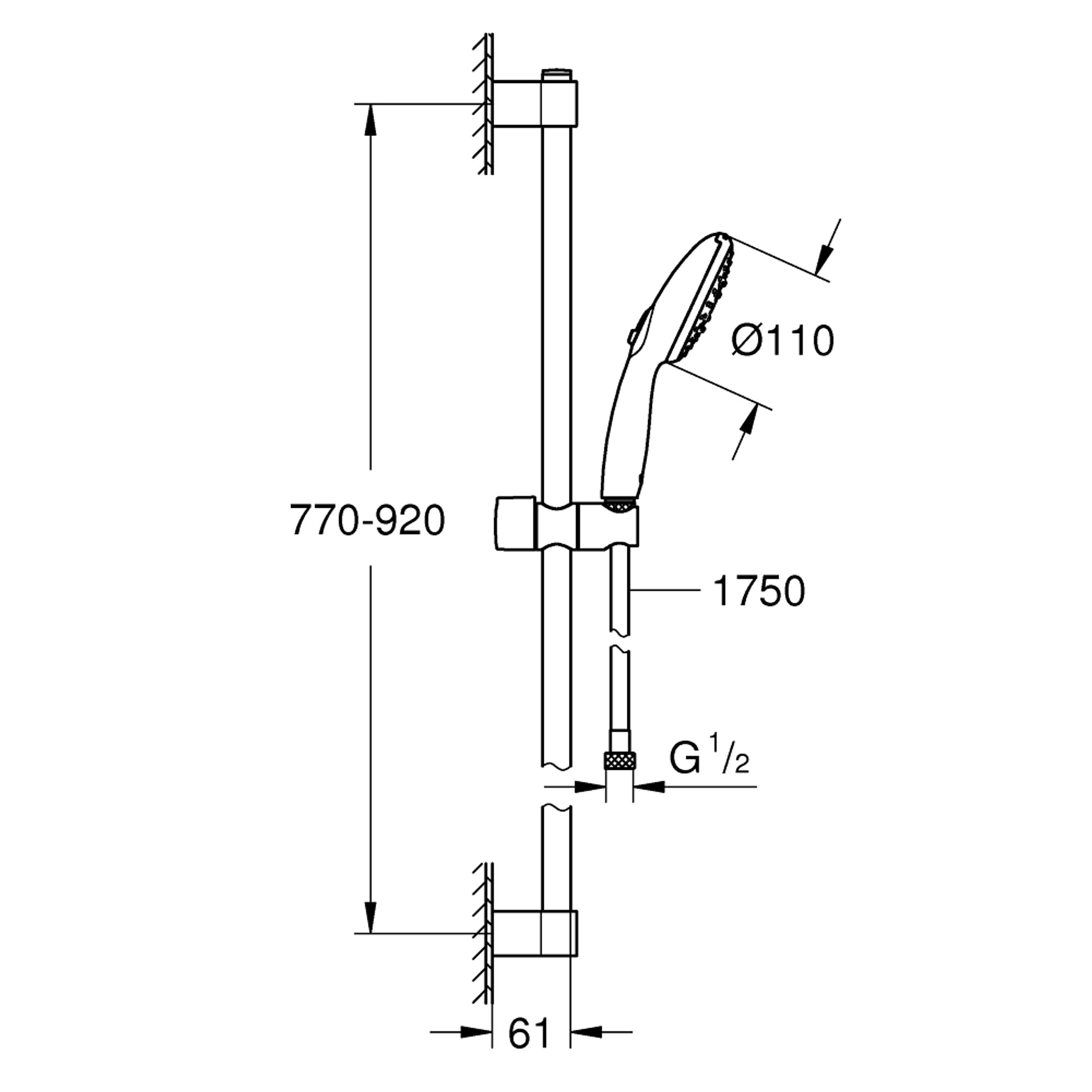 Grohe Tempesta 110 Sürgülü Duş Seti 3 Fonksiyonlu (Rain Jet Massage) Krom 26771003