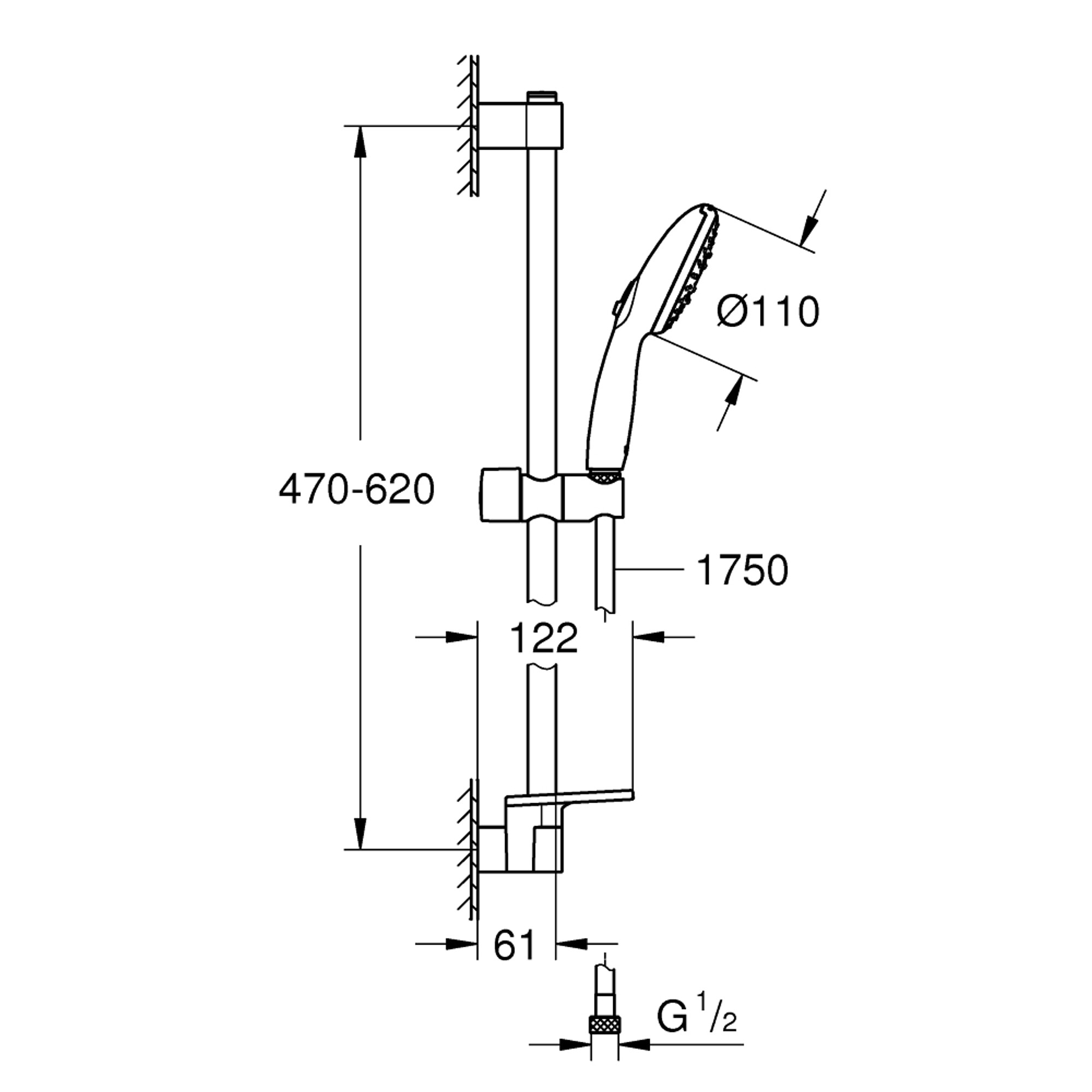 Grohe Tempesta 110 Sürgülü Duş Seti 3 Fonksiyonlu (Rain Jet Massage) Krom 27600003