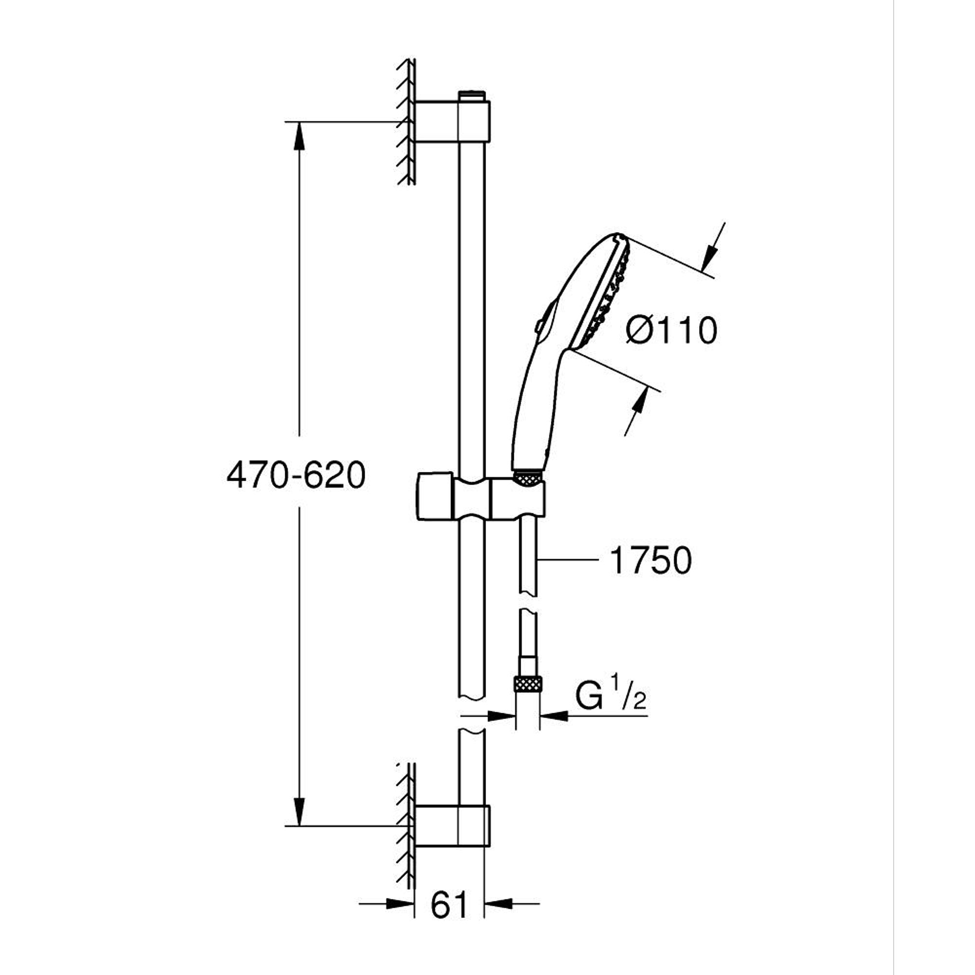 Grohe Tempesta 110 Sürgülü Duş Seti 3 Fonksiyonlu (Rain Jet Massage) Krom 26916003