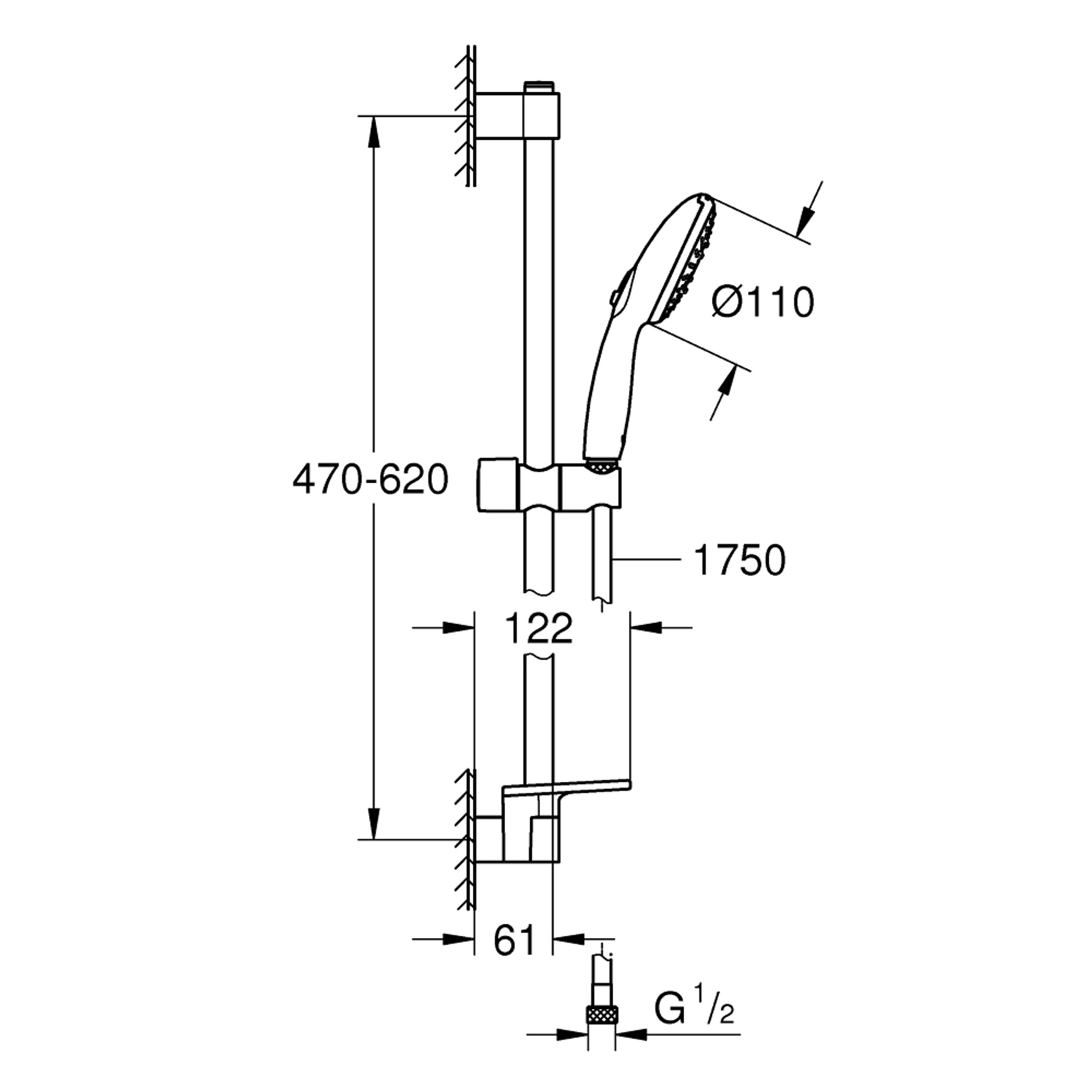 Grohe Tempesta 110 Sürgülü Duş Seti 3 Fonksiyonlu (Rain Jet Massage) Krom 26918003