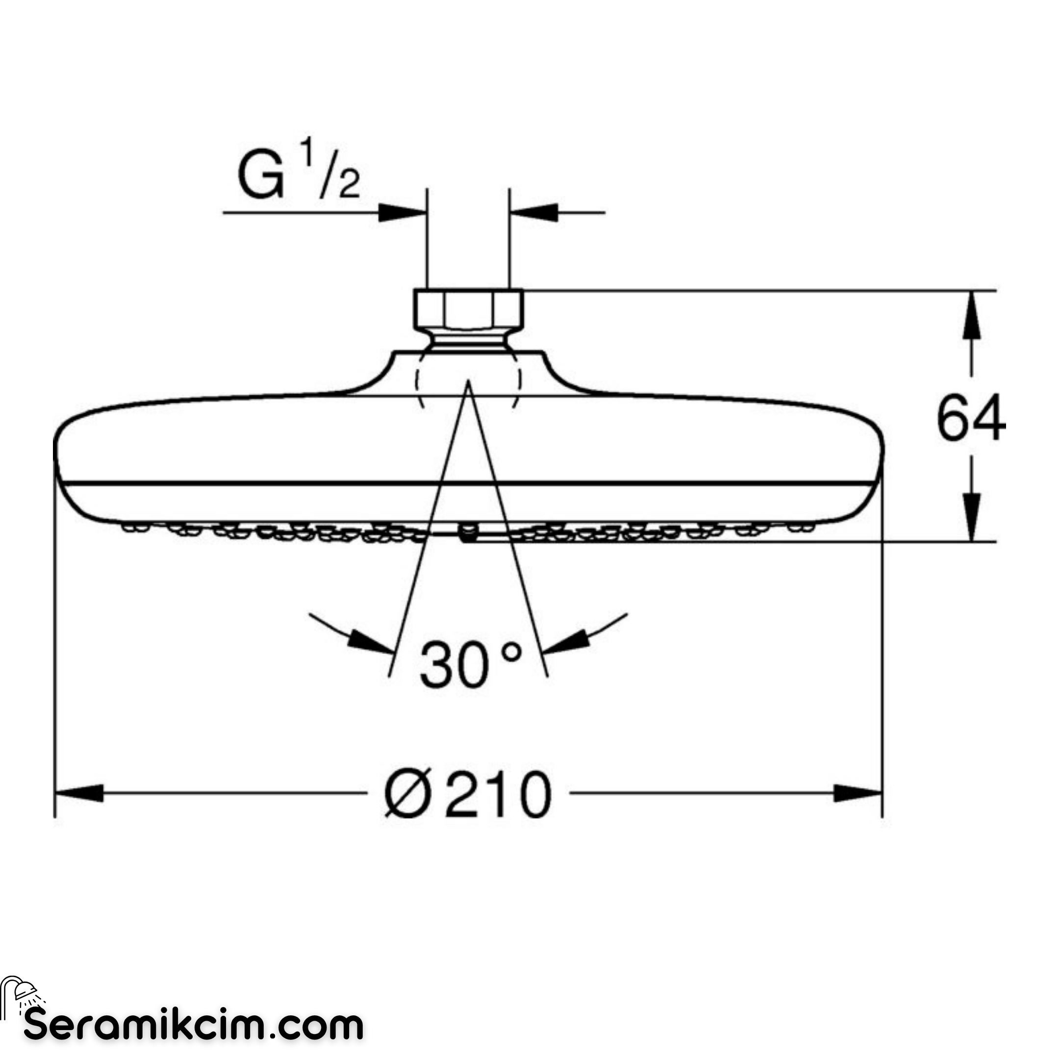 Grohe Tempesta 210 Tepe Duşu Tek Akışlı, 21 cm Krom 26408000