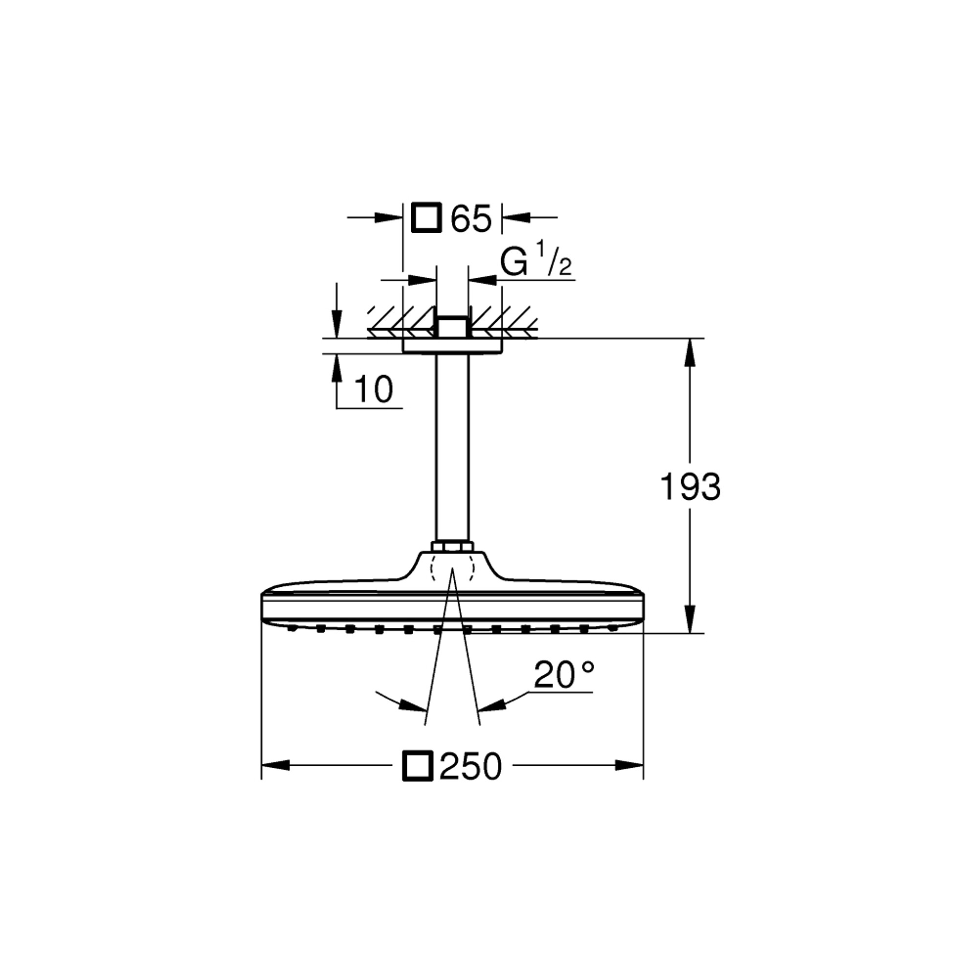Grohe Tempesta 250 Cube Tavandan Tepe Duşu Seti 1 Fonksiyonlu Krom 26688000