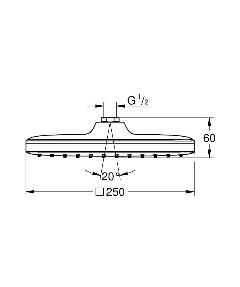 Grohe Tempesta 250 Kare Tepe Duşu Tek Akışlı, 25 cm, Krom-Beyaz - 26685000