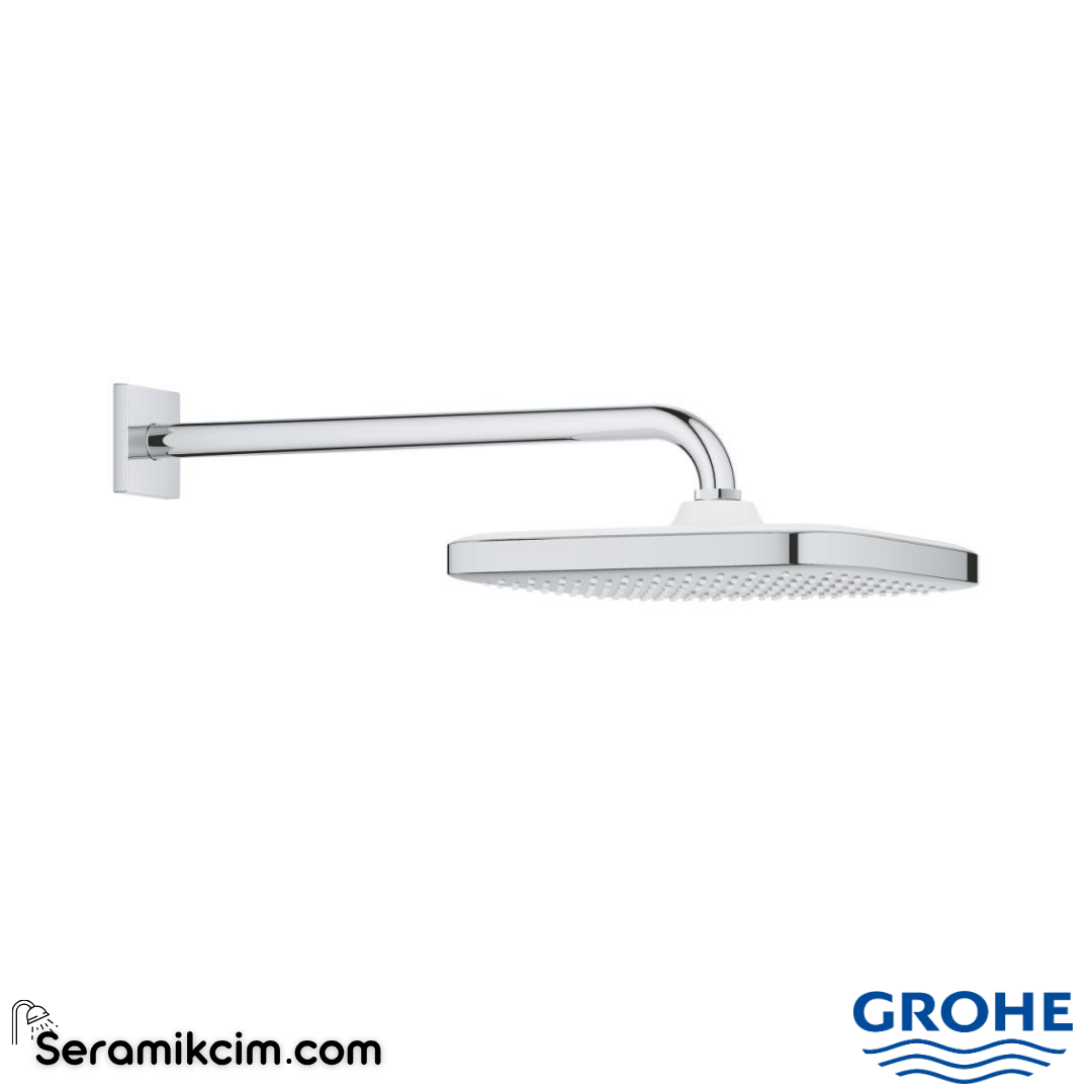 Grohe Tempesta 250 Kare Tepe Duşu Tek Akışlı, 25 cm (Duvardan Dirsek Dahil) Krom-Beyaz 26687000 - 26687000
