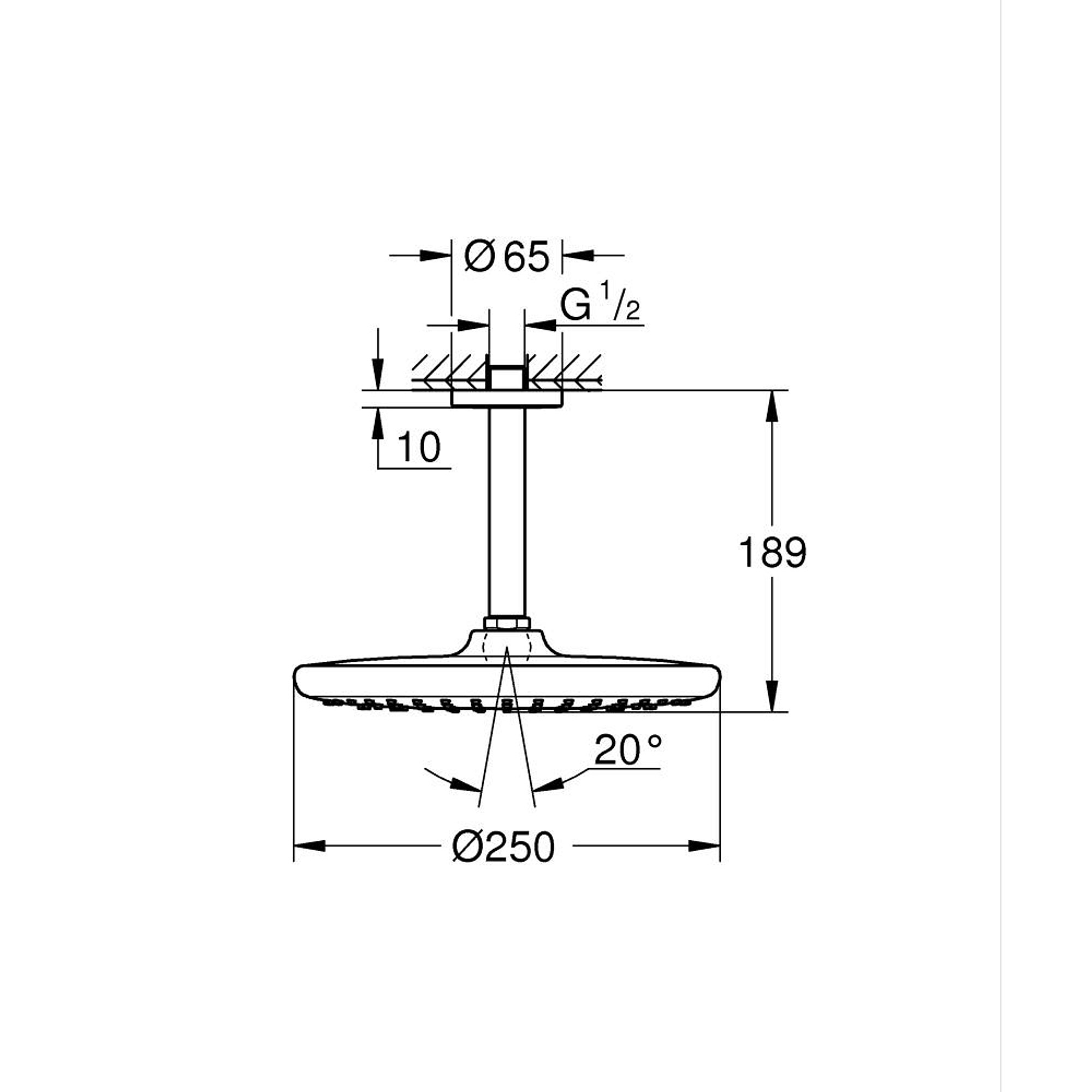 Grohe Tempesta 250 Tavandan Tepe Duşu Seti 1 Fonksiyonlu Krom 26669000